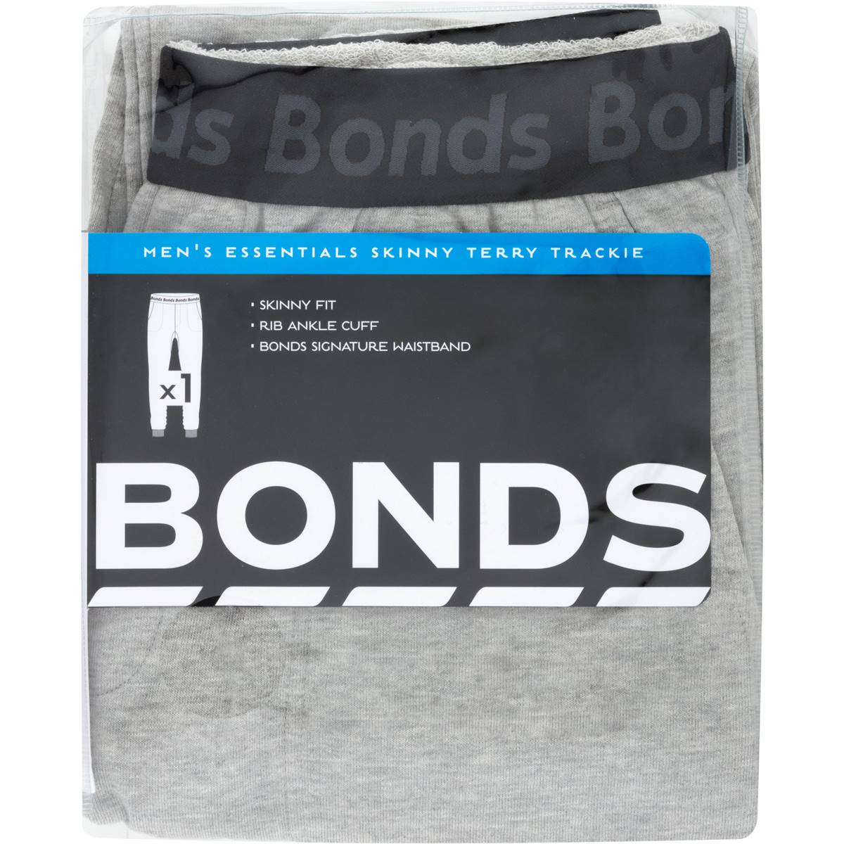 Bonds Men's Essentials Skinny Terry Trackie Medium Grey Each | Woolworths