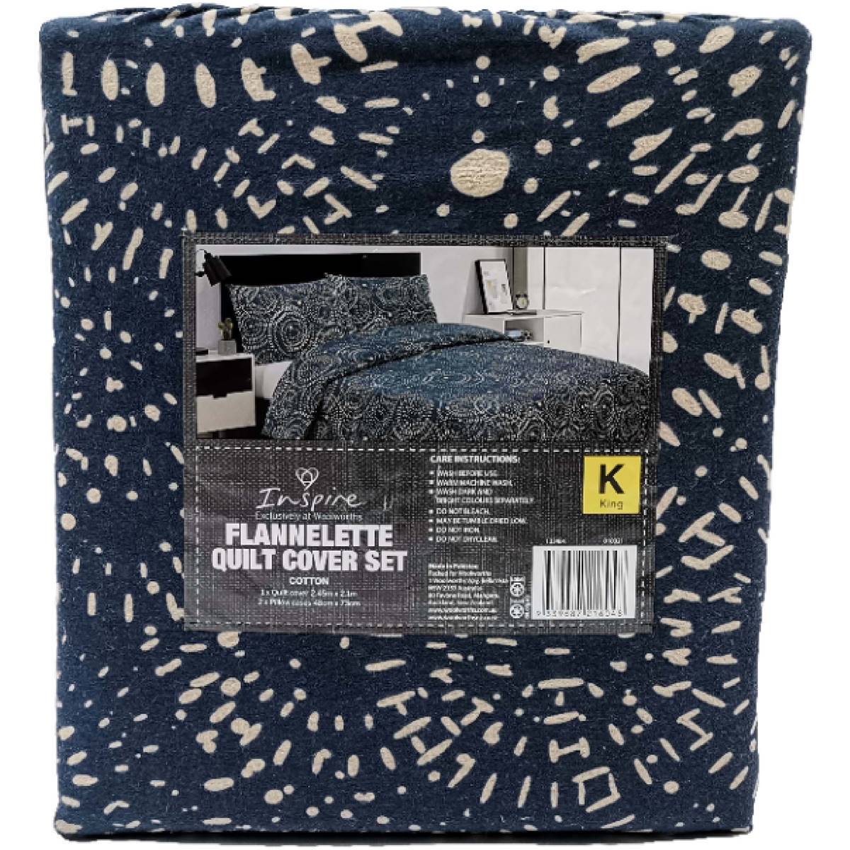 Inspire Flannelette Quilt Cover Set Cotton King Each Woolworths