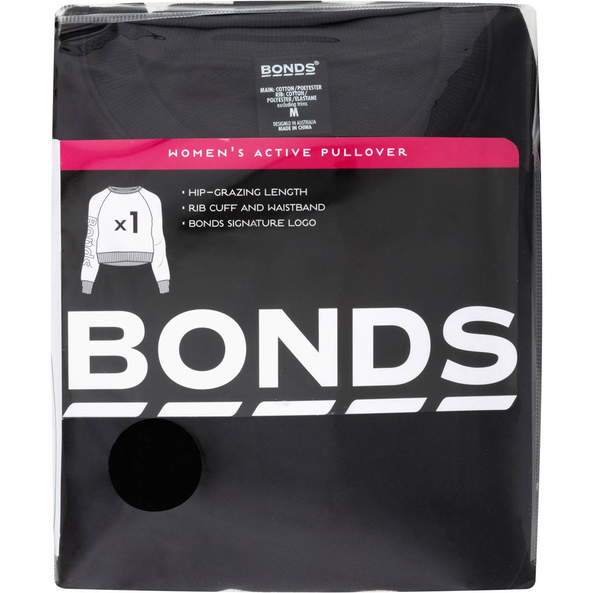 Bonds Women's Active Pullover Medium Black Each Woolworths