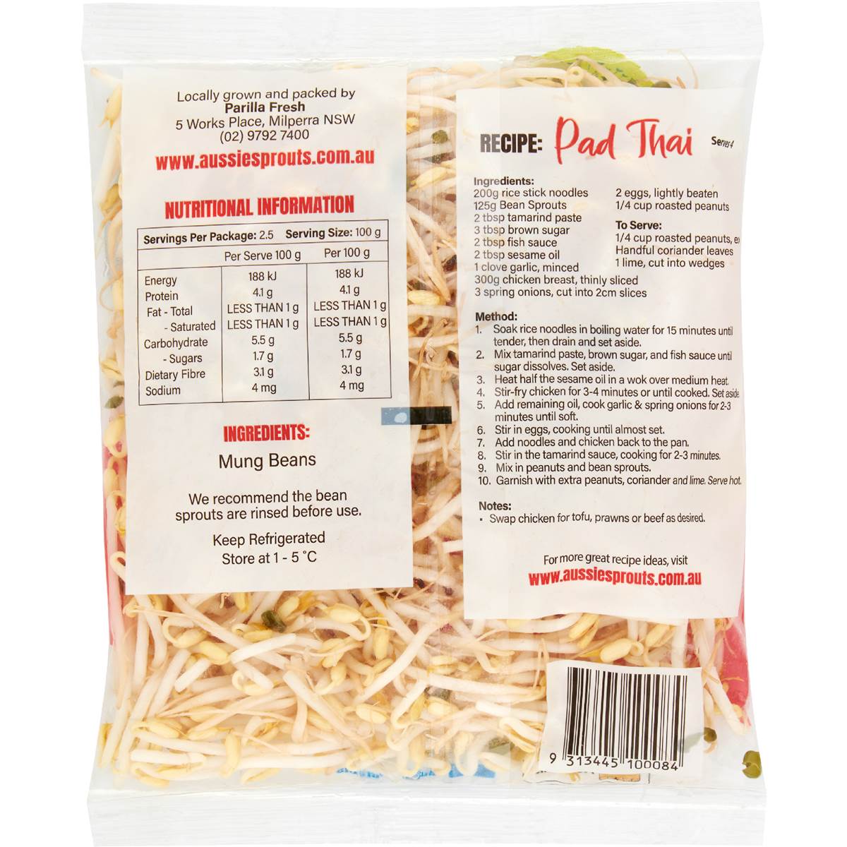 Woolworths Sprouts Bean Shoot 250g bag Woolworths