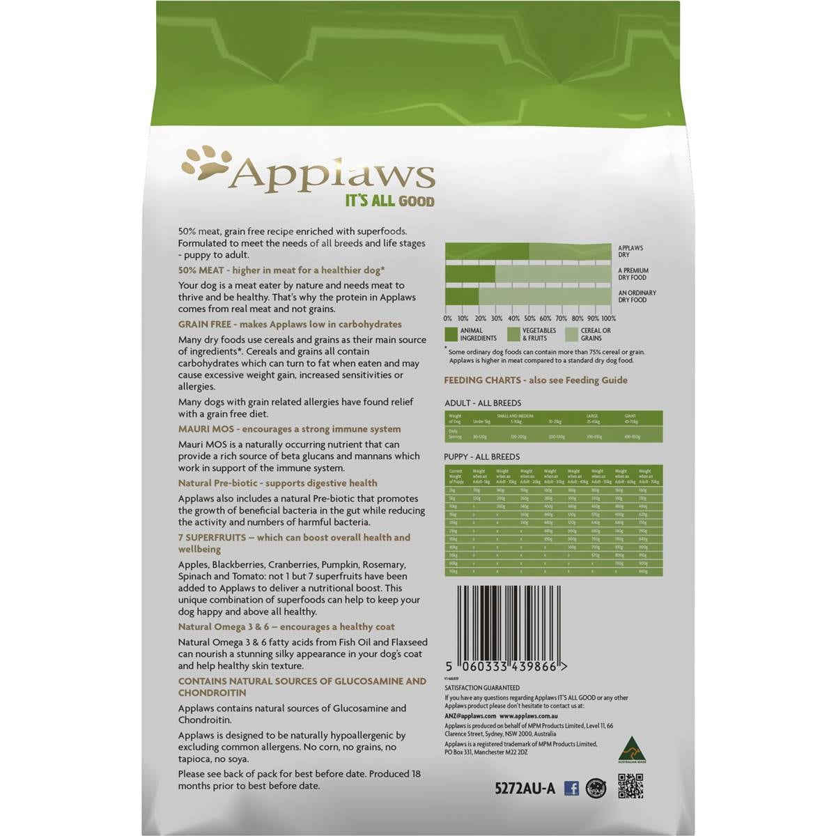 Applaws Grain Free Dry Dog Food Duck 2.7kg Woolworths