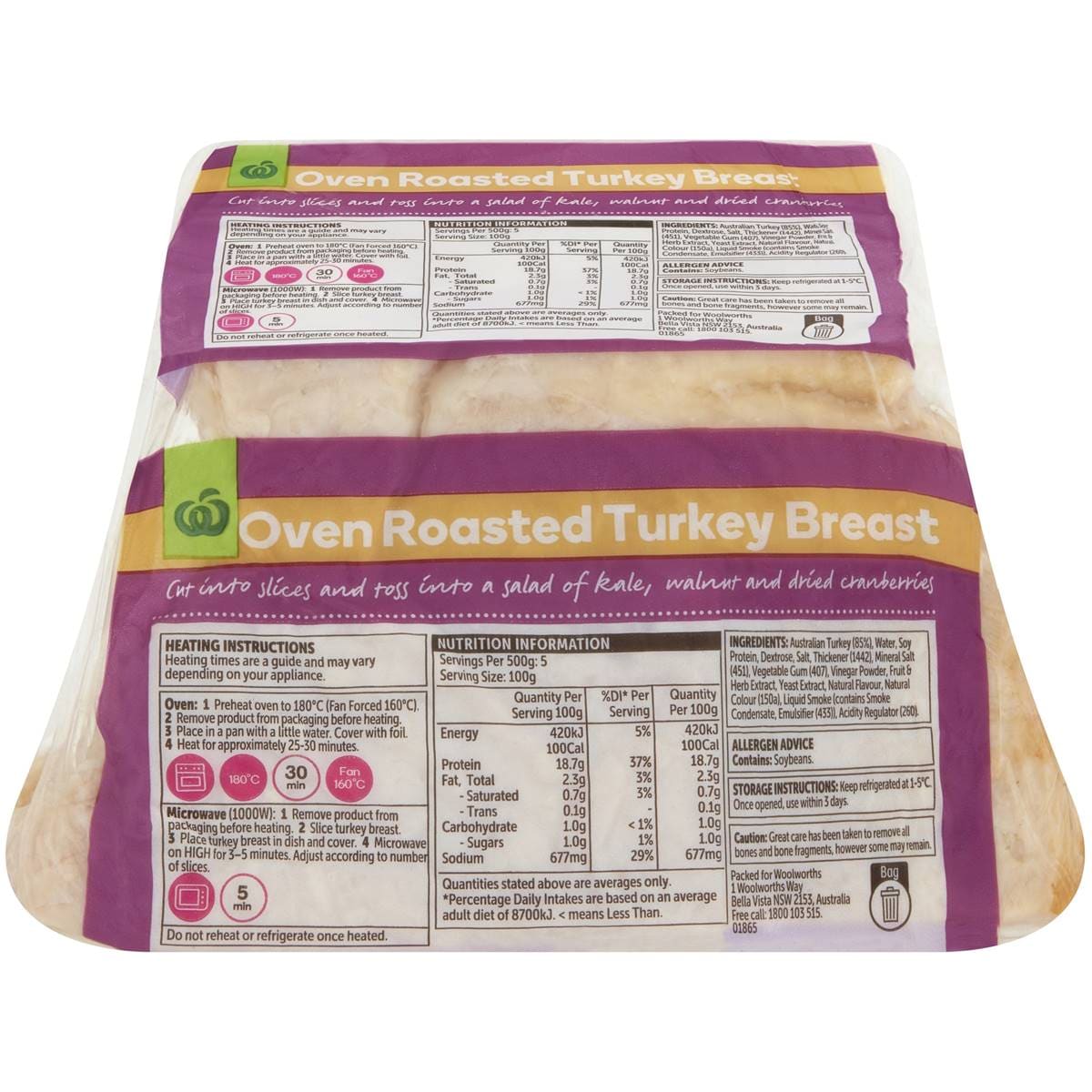 Woolworths Oven Roasted Turkey Breast 800g 1.1kg Woolworths