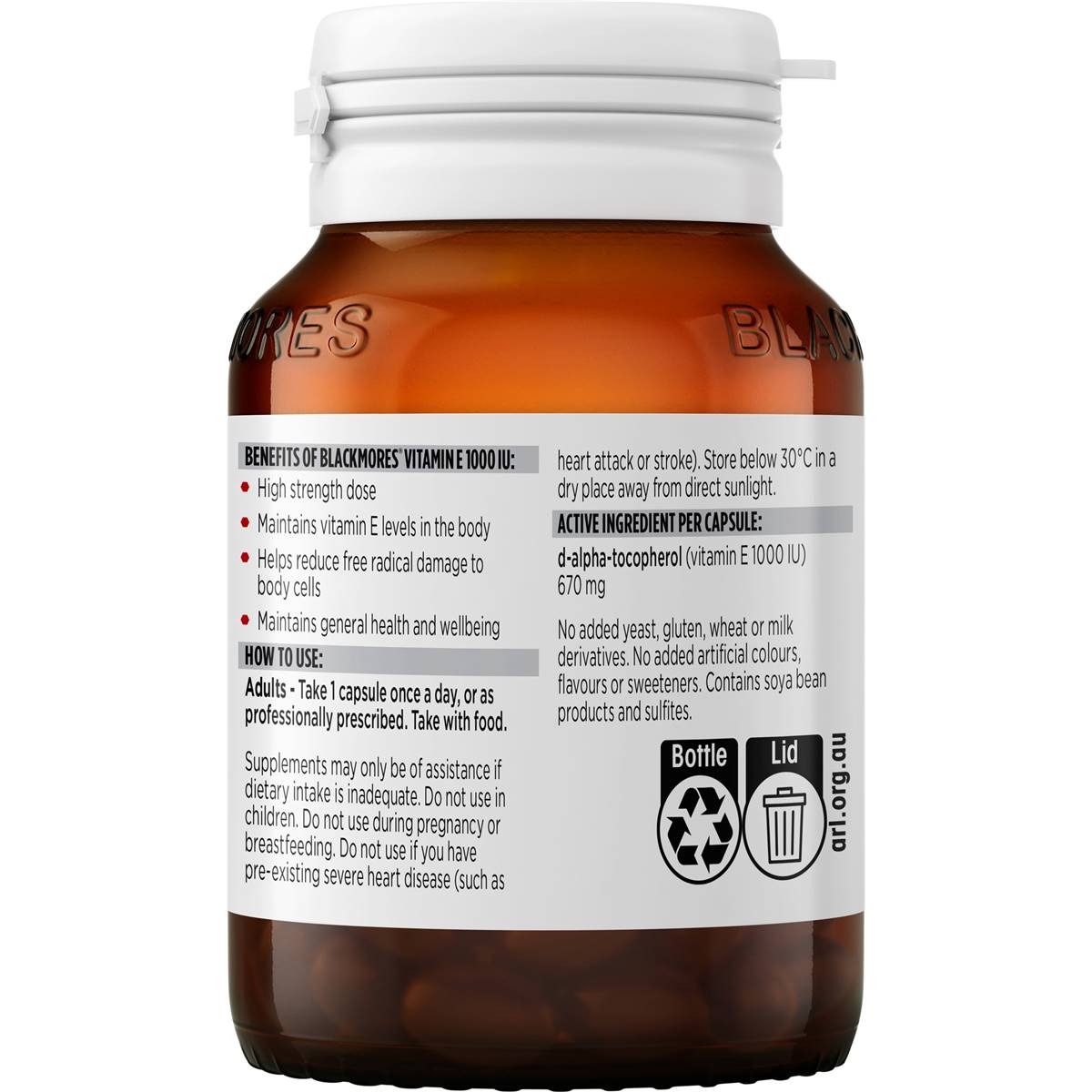 Blackmores Vitamin E 1000iu Cholesterol Health Capsules 30 Pack