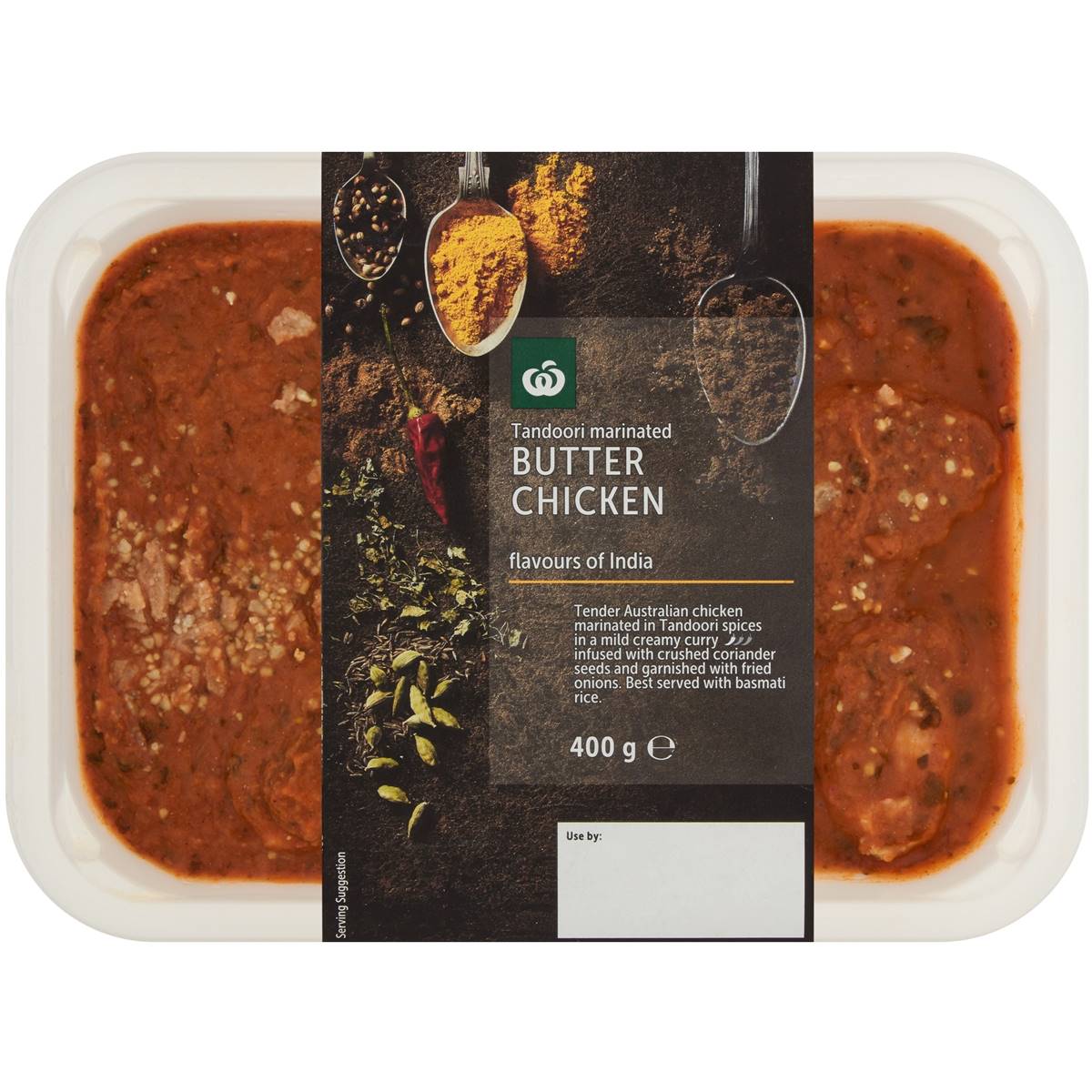 Woolworths Tandoori Marinated Butter Chicken Curry Chilled Meal 400g