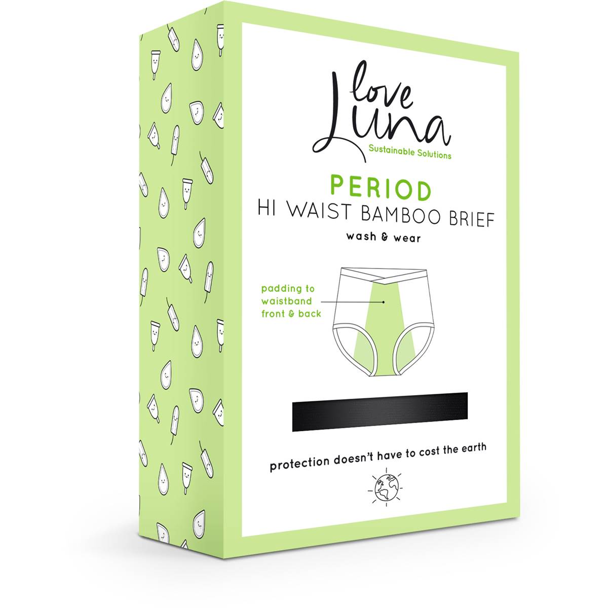 Love Luna Hi-waisted Period Bamboo Brief Black 8/10