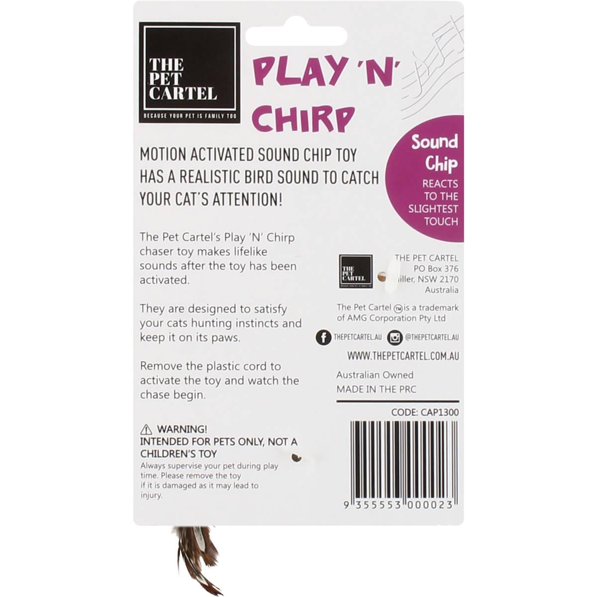 The Pet Cartel Play N Chirp Bird Cat Toy Each Woolworths