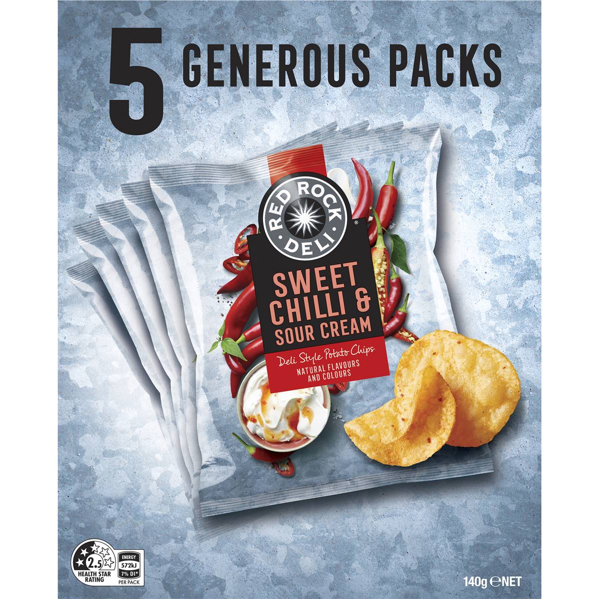 Red Rock Deli Potato Chips Multipack Sweet Chilli & Sour Cream 5 Pack