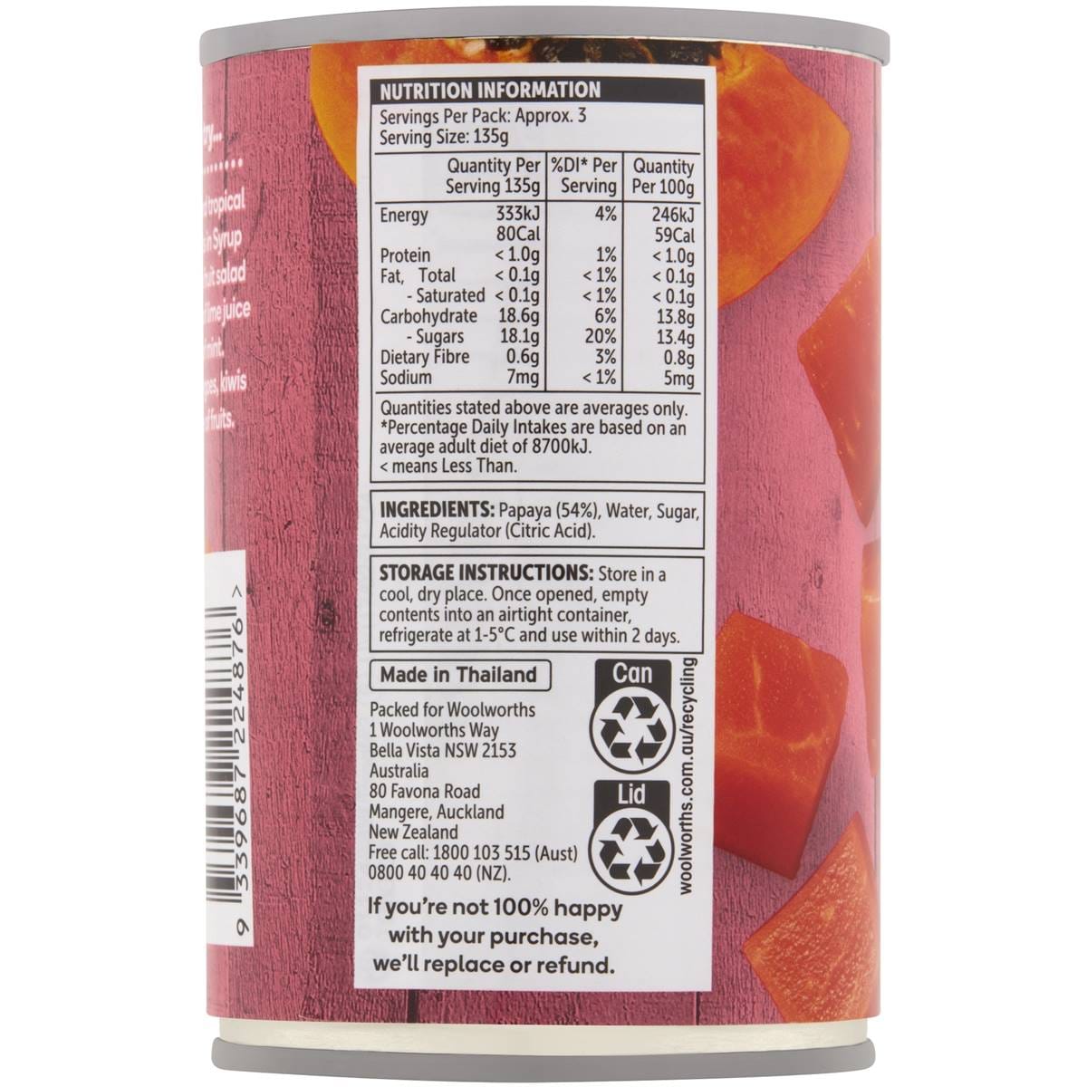 Woolworths Papaya Chunks In Syrup 425g Woolworths