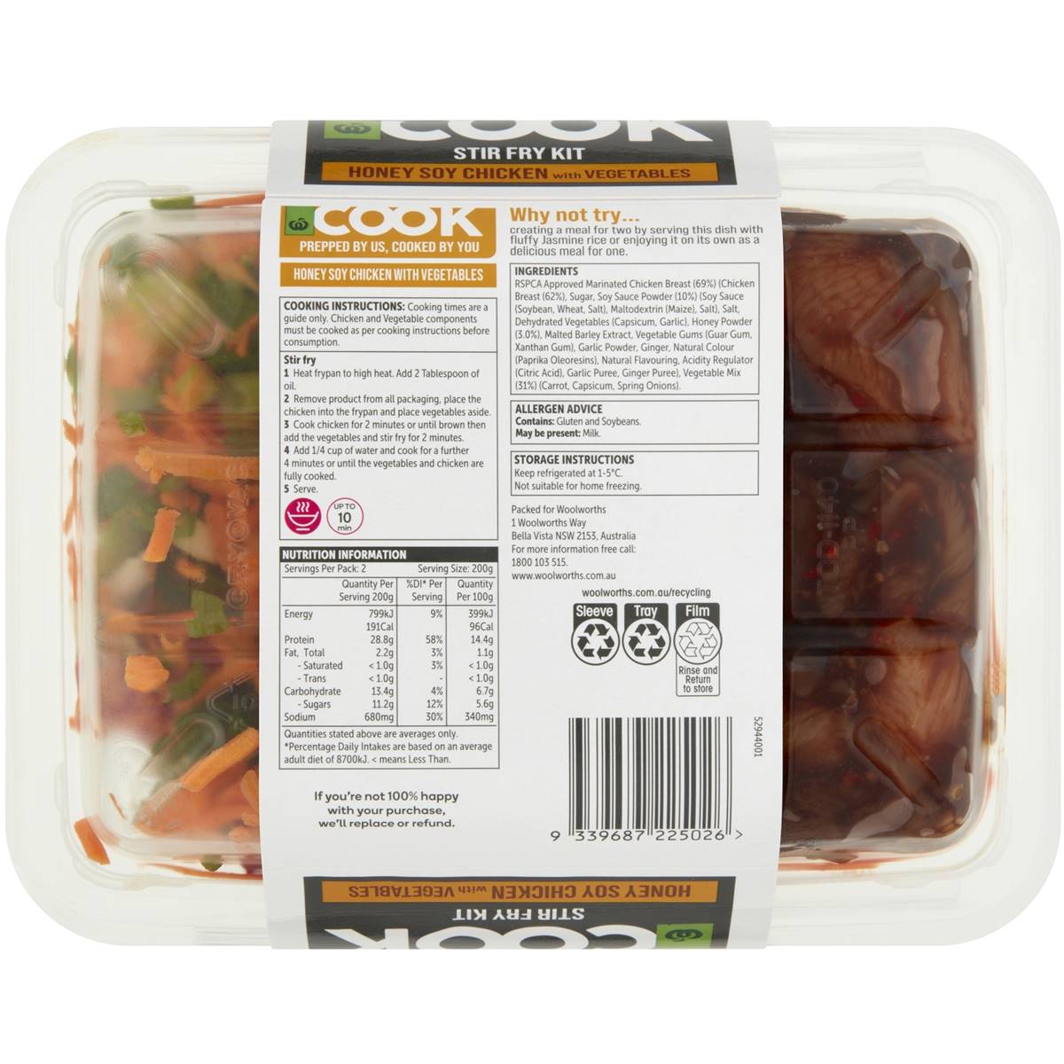 Woolworths Cook Stir Fry Kit Honey Soy Chicken With Vegetables 400g