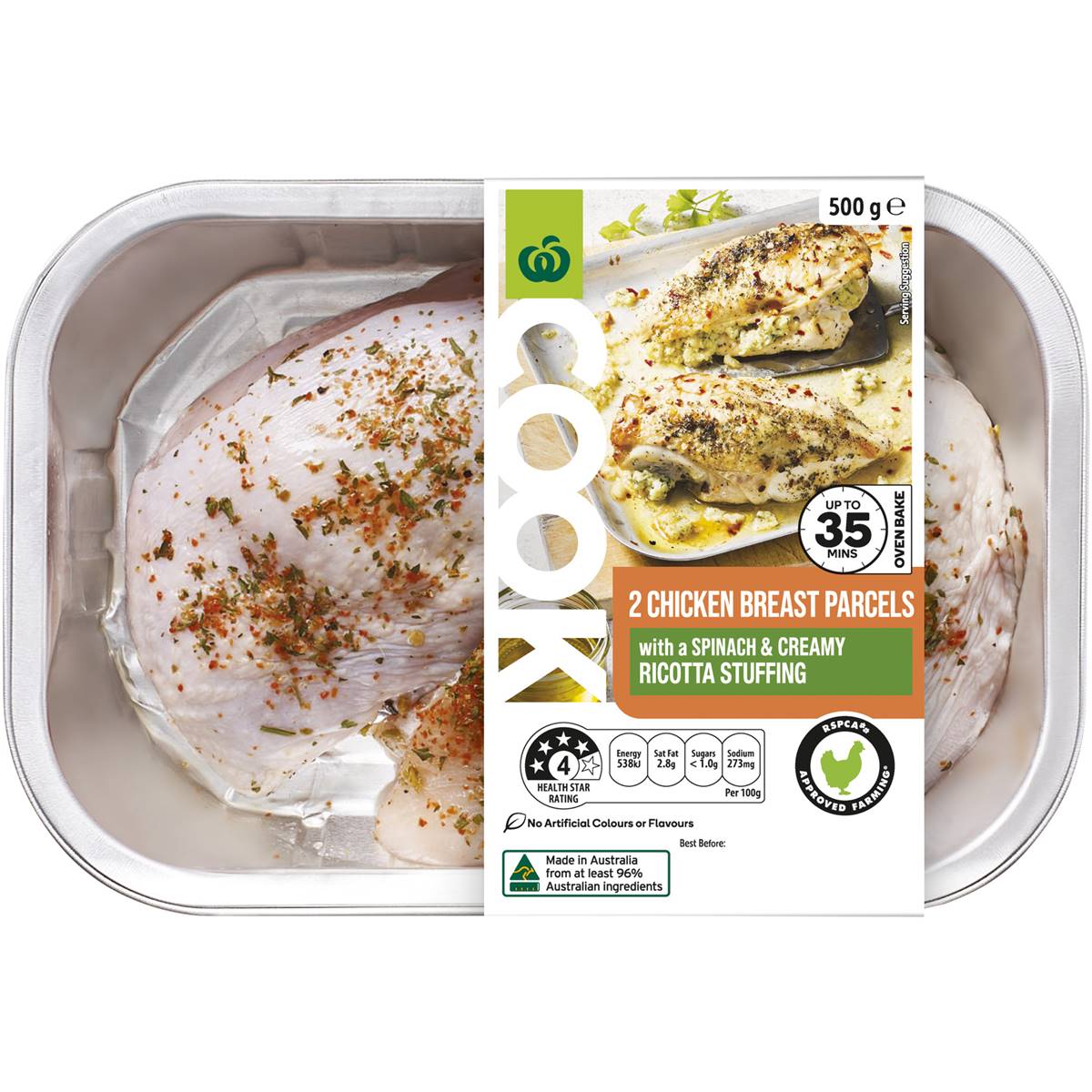 Woolworths Cook Chicken Breast Parcels Spinach & Ricotta Stuffing 500g Woolworths