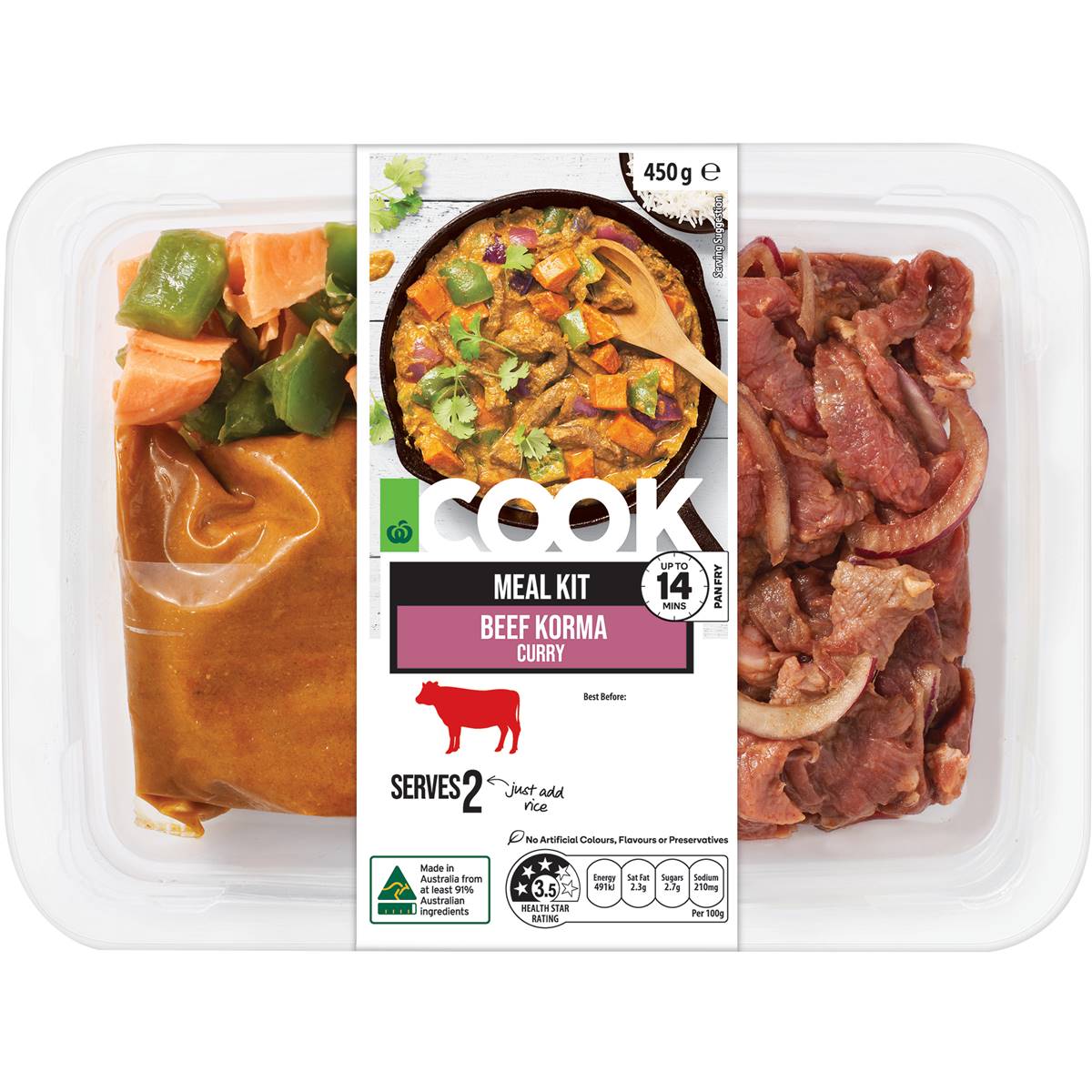 Woolworths Cook Beef Korma Curry Meal Kit 450g Woolworths