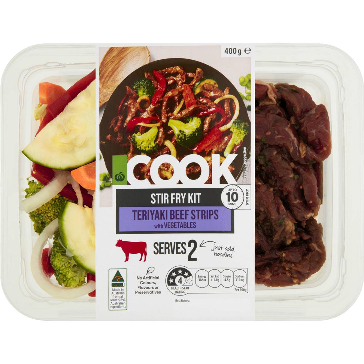 Woolworths Cook Stir Fry Kit Teriyaki Beef Strips & Veges 400g | Woolworths