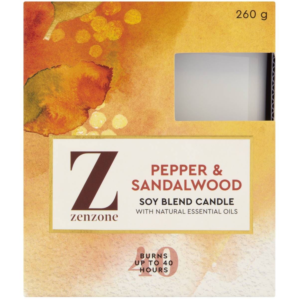 Zenzone Premium Candle Pepper & Sandlewood 260g Woolworths