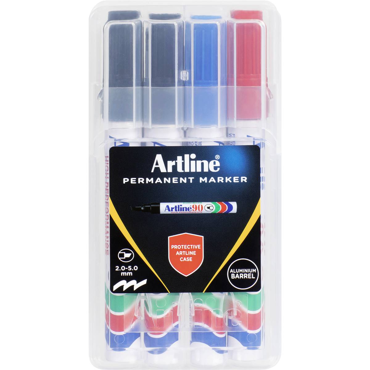 Artline 90 Permanent Marker 5mm Chisel Assorted 4 Pack | Woolworths