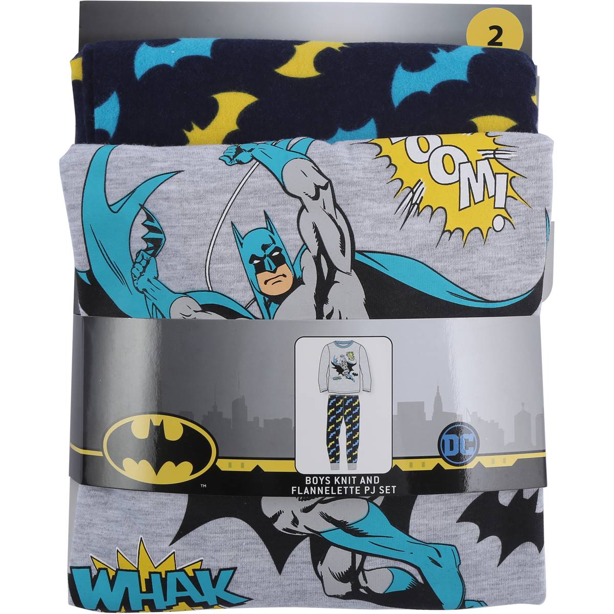 Warner Bros Batman Knit Boys Pyjamas Size 2