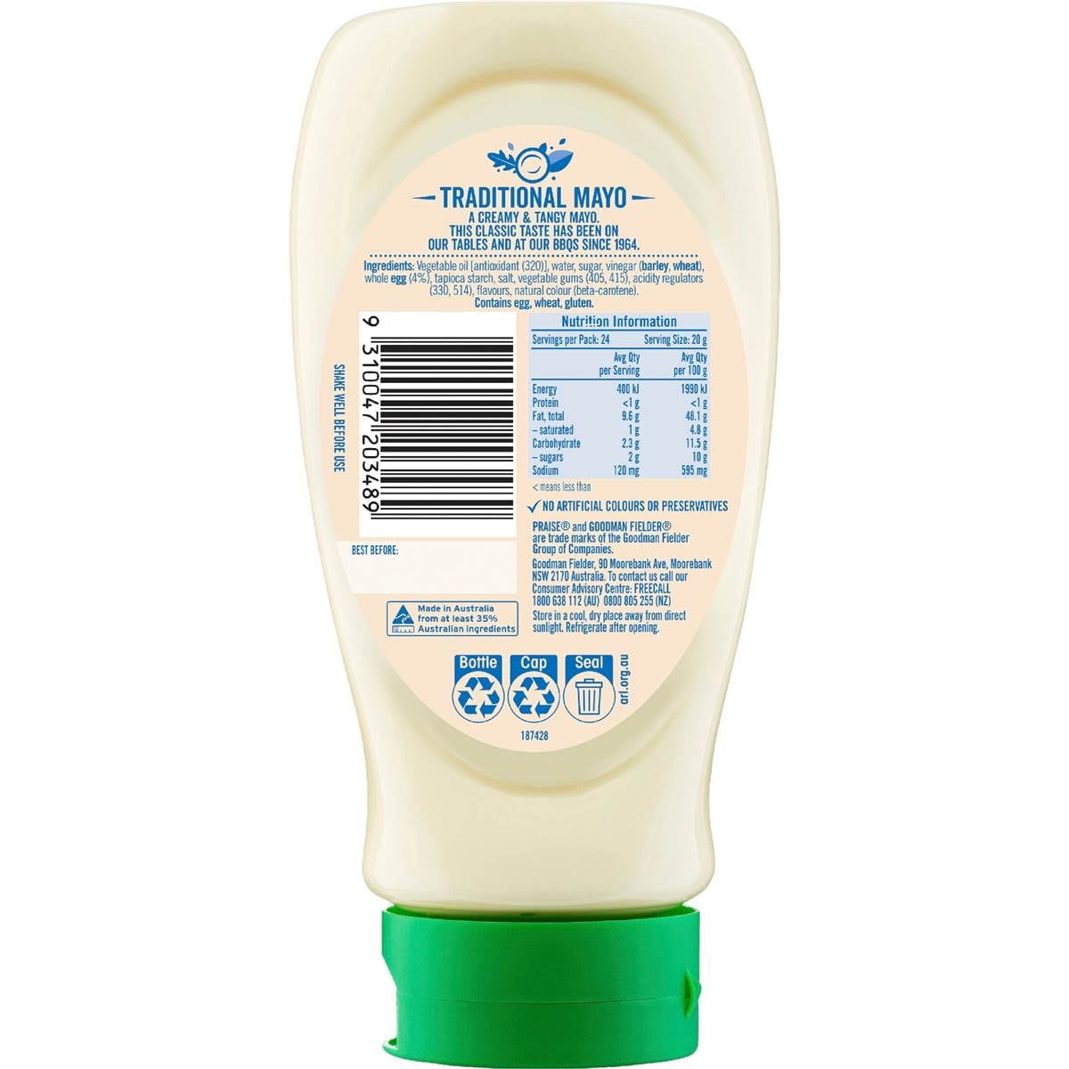 Praise Mayonnaise Mayonnaise 490g Woolworths