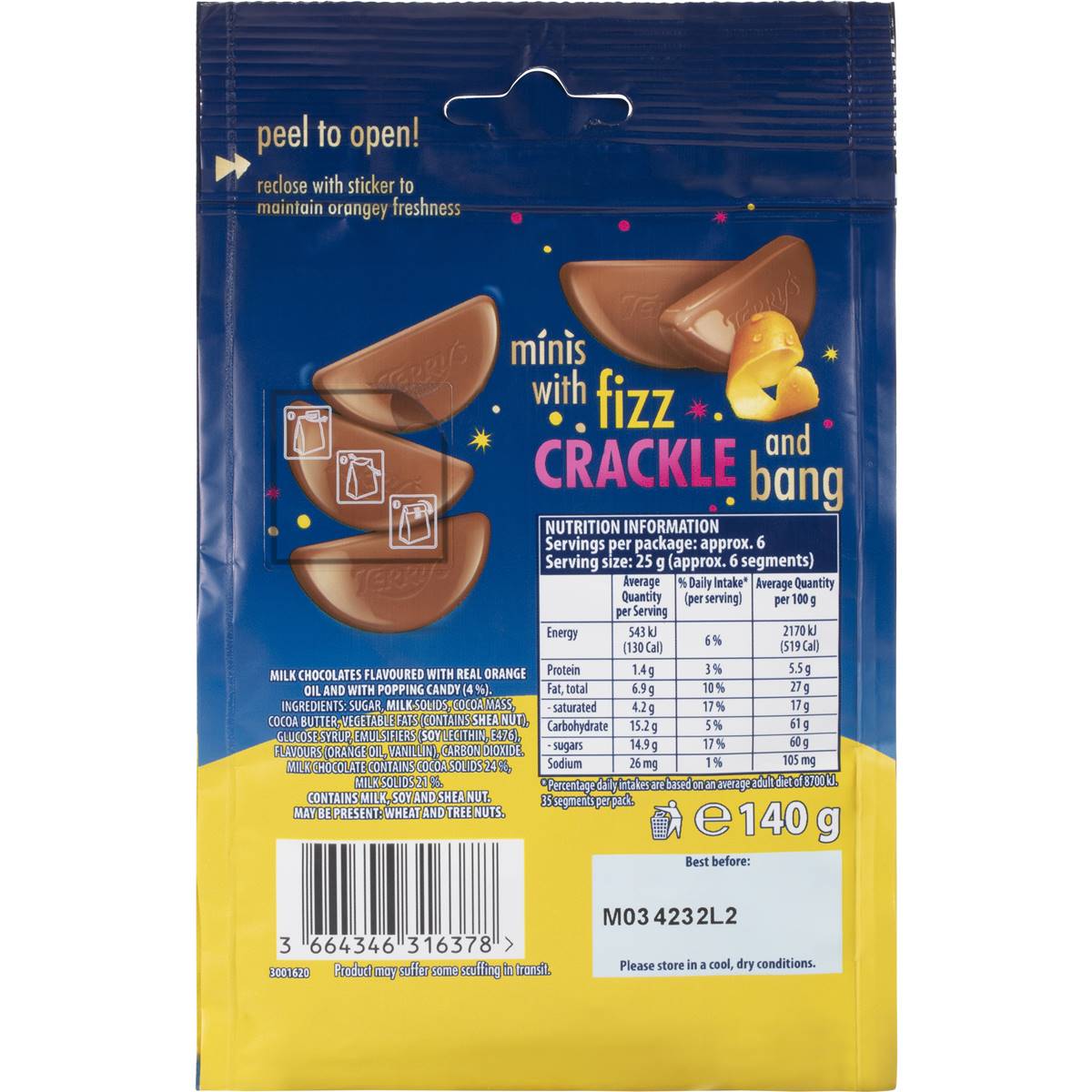 Terry's Chocolate Orange Minis With Popping Candy 140g Woolworths