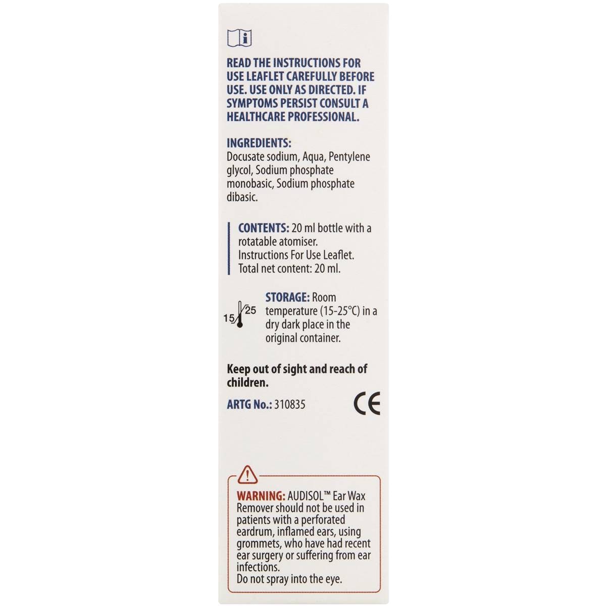 Audisol Ear Wax Remover 20ml Woolworths