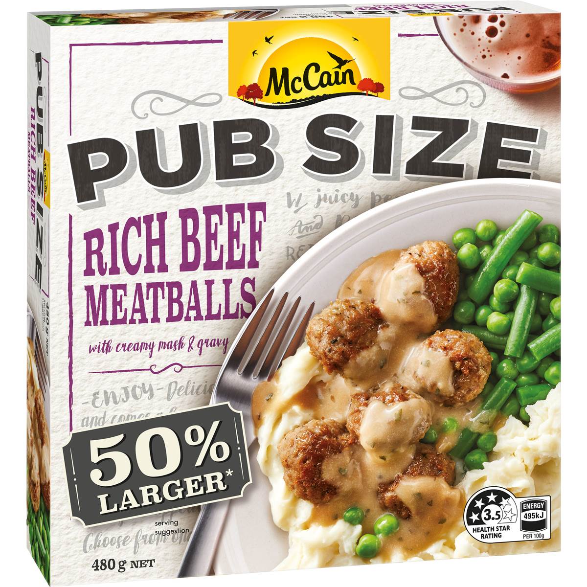 Mccain Pub Size Rich Beef Meatballs Frozen Meal