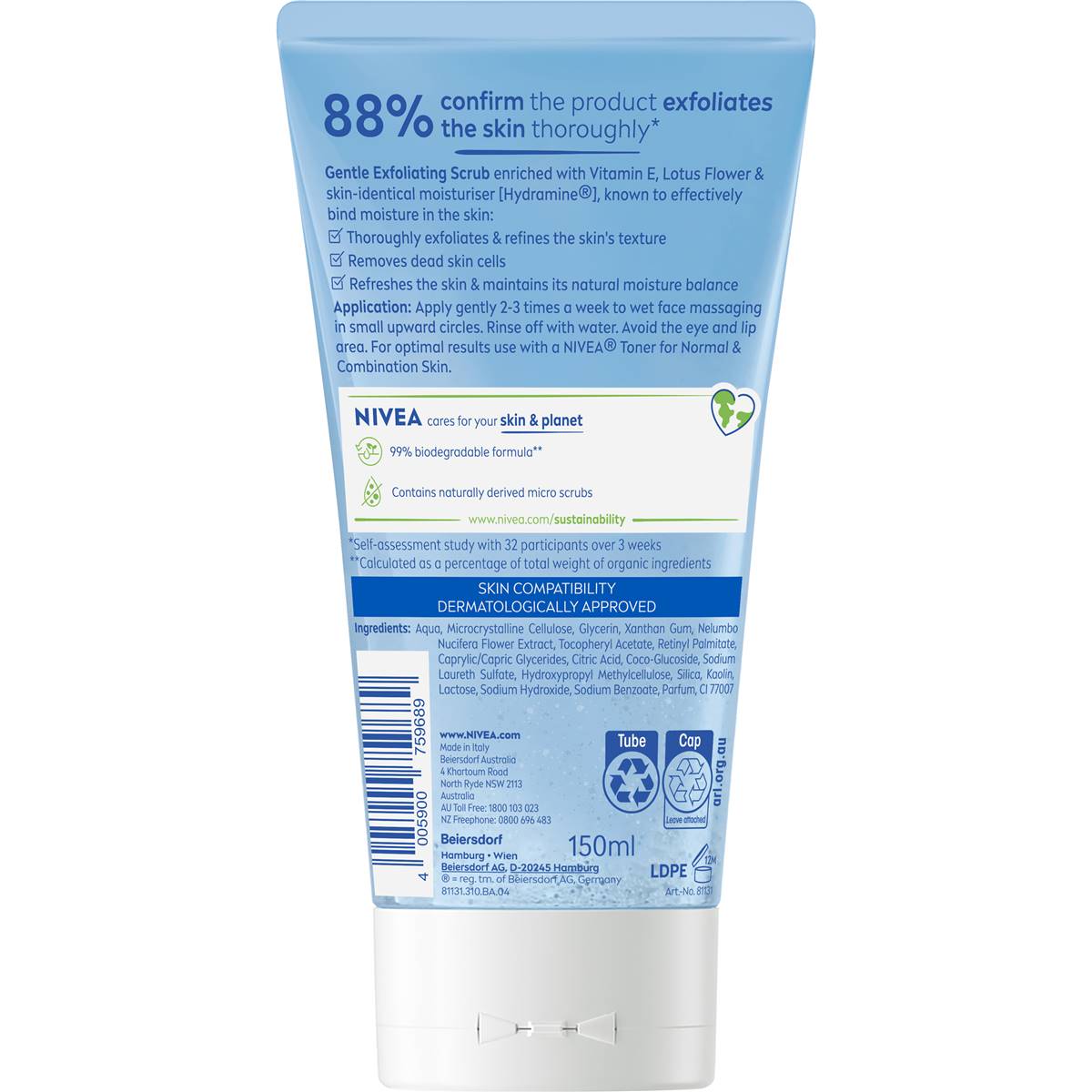 Nivea Gentle Exfoliating Face Scrub For Normal & Combination Skin 150ml