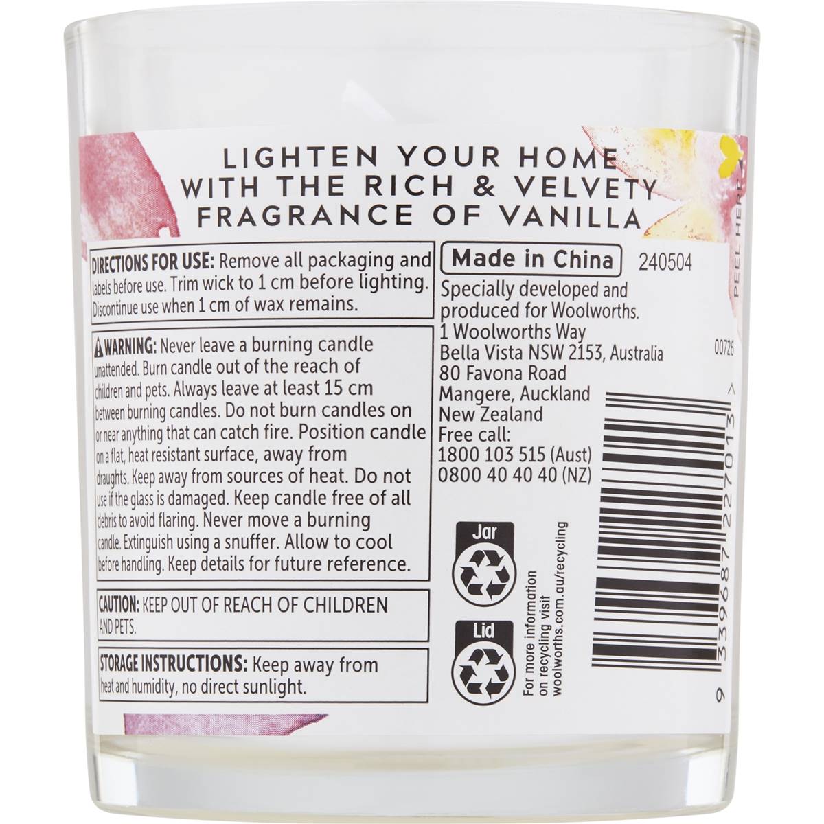 Zenzone Candle Vanilla 130g Woolworths