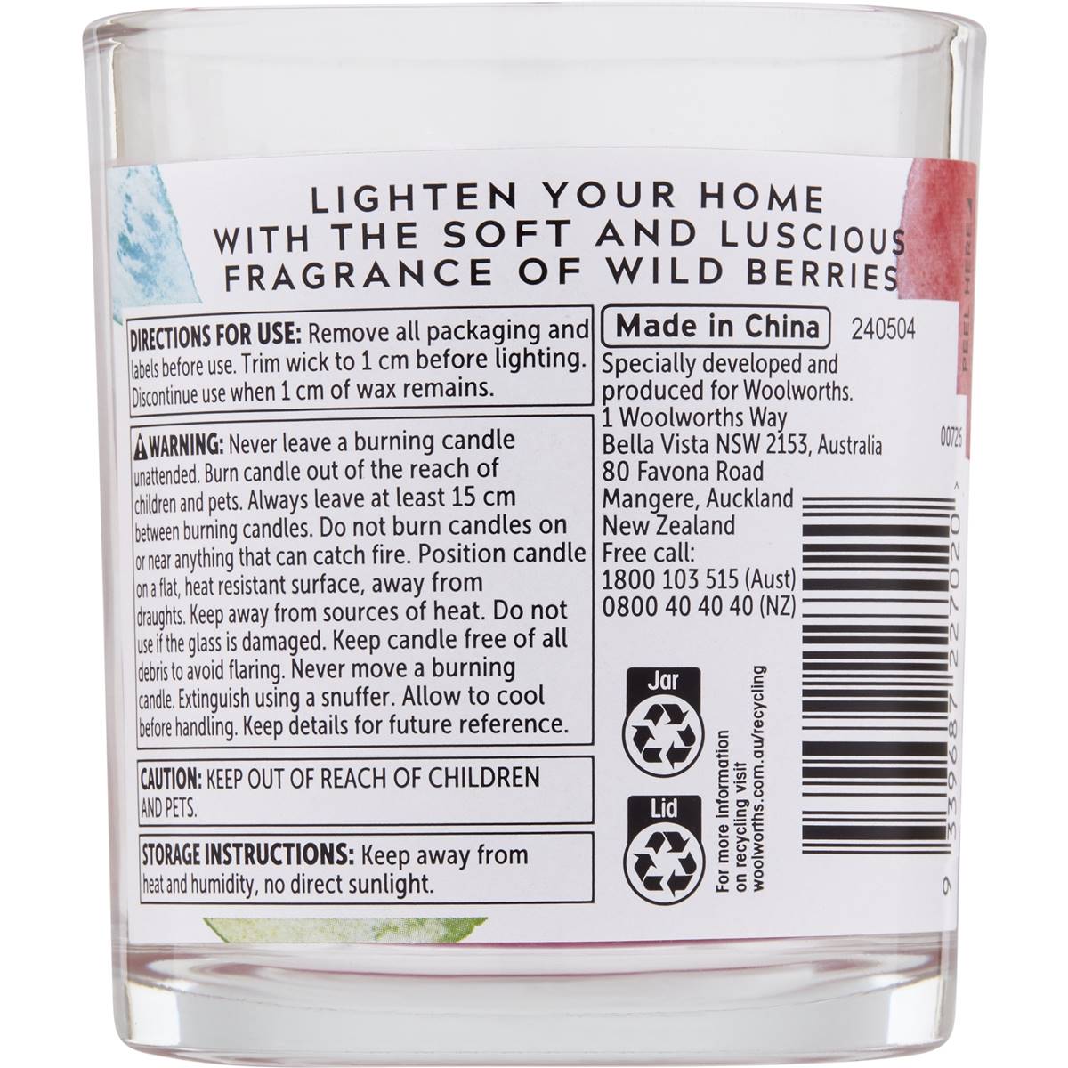 Zenzone Wild Berry Candle 130g Woolworths