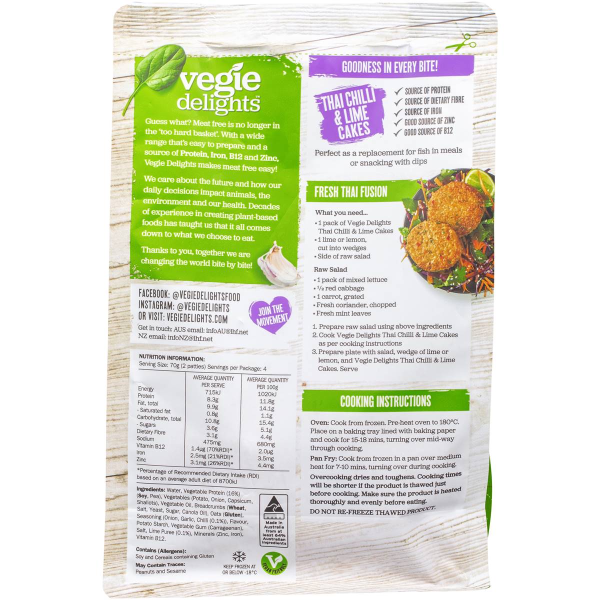 Vegie Delights Plant Based Thai Chilli & Lime Cakes 4 Pack Woolworths