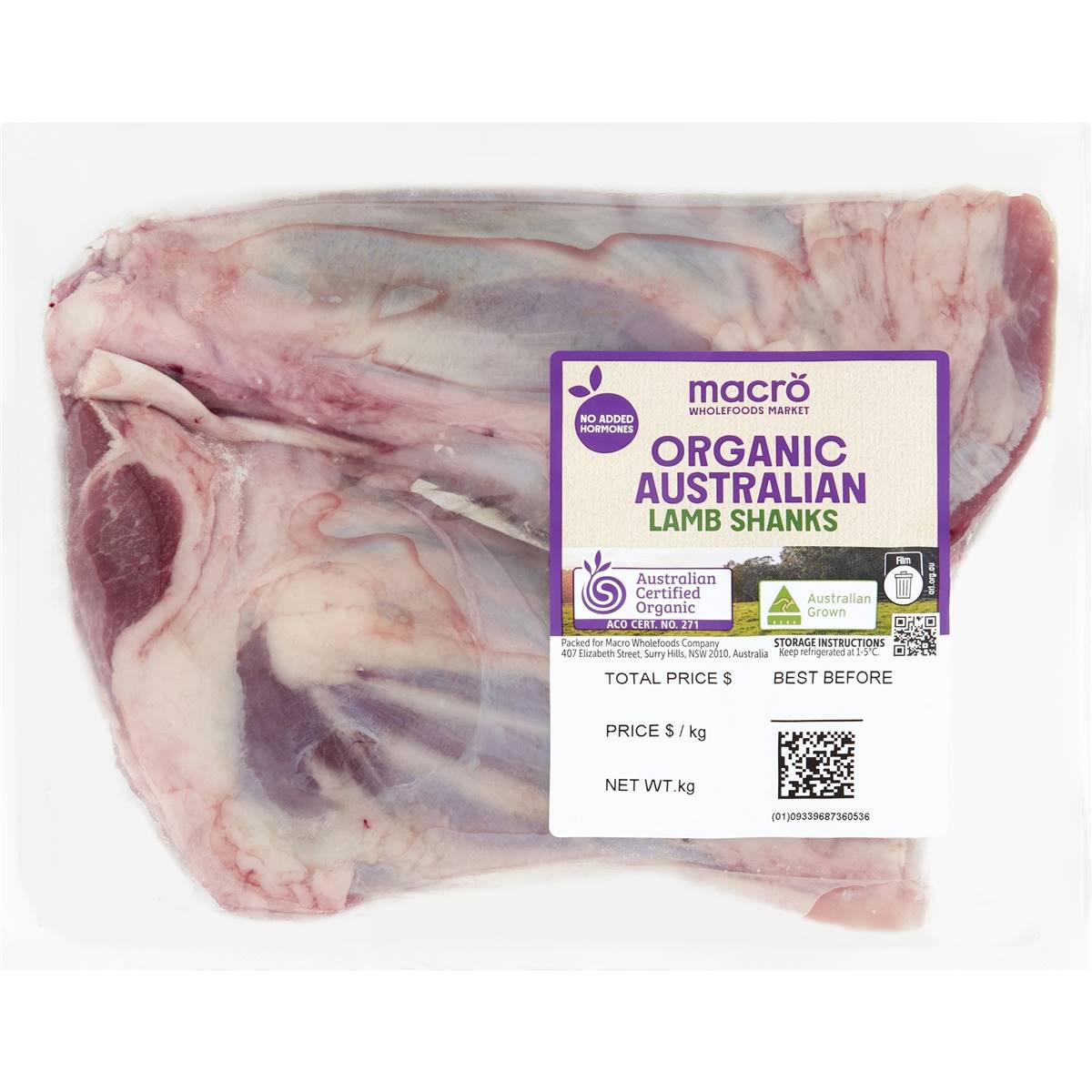 Macro Organic Lamb Shanks 550g - 950g