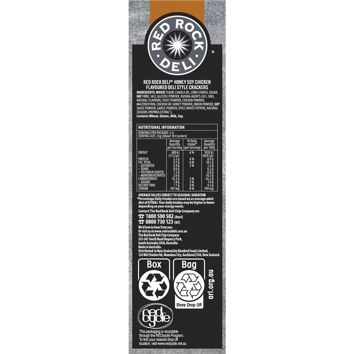 Red Rock Deli Deli Style Crackers Honey Soy Chicken 135g Woolworths