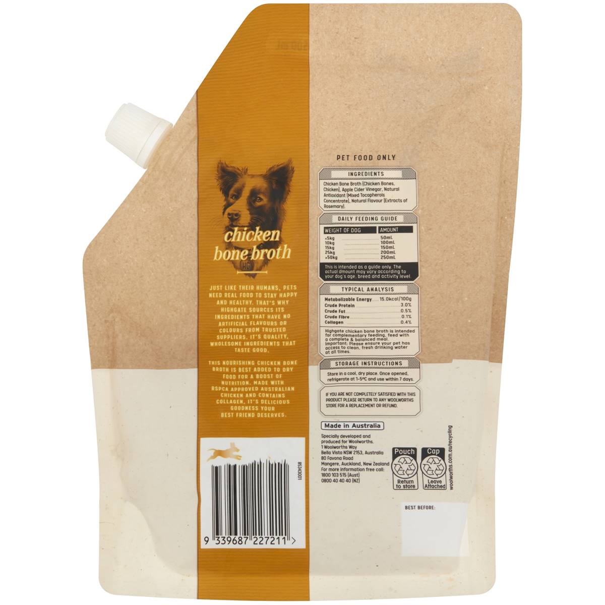 High Gate Chicken Bone Broth Dog Food 500ml Woolworths
