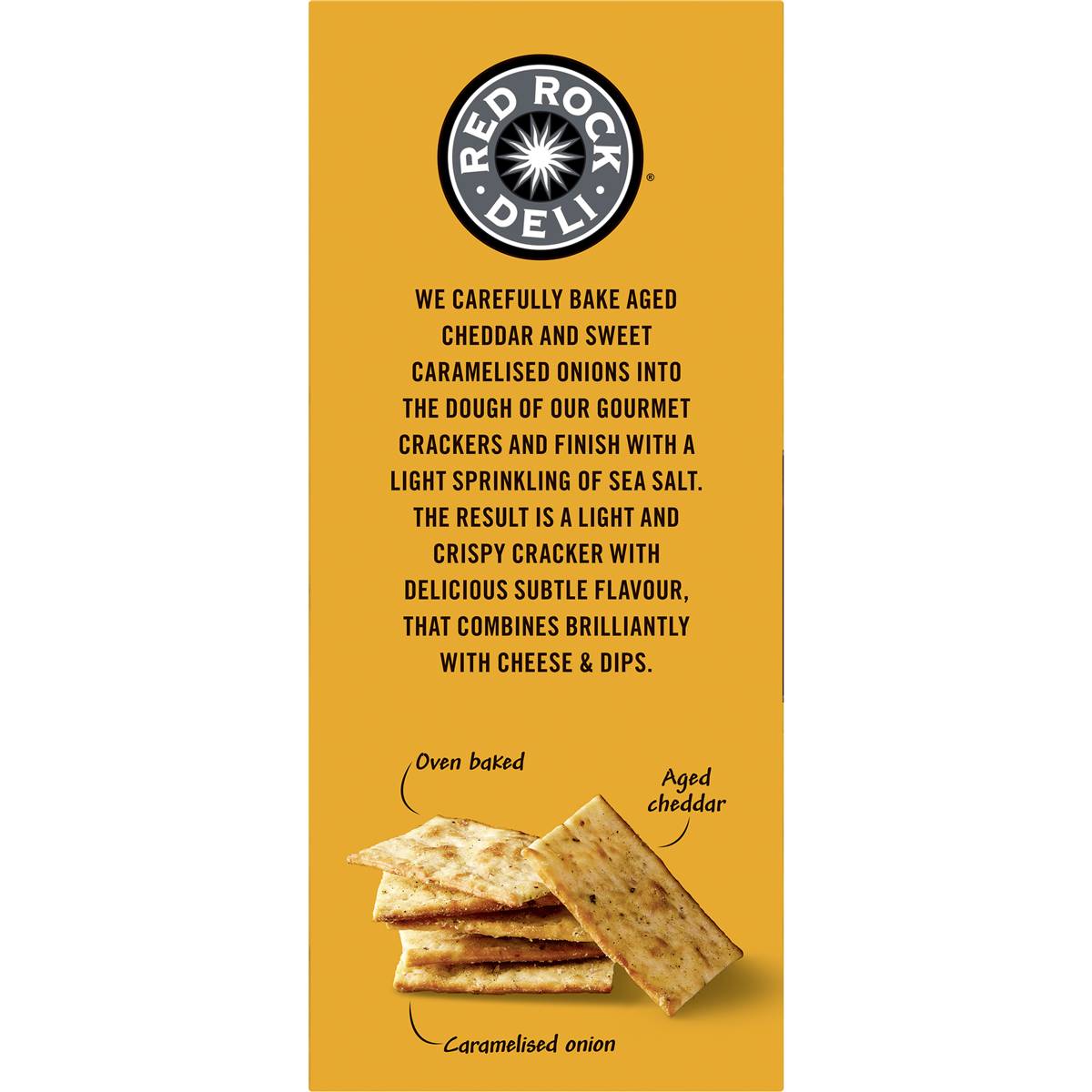 Red Rock Deli Gourmet Crackers Aged Cheddar & Caramelised Onion 130g