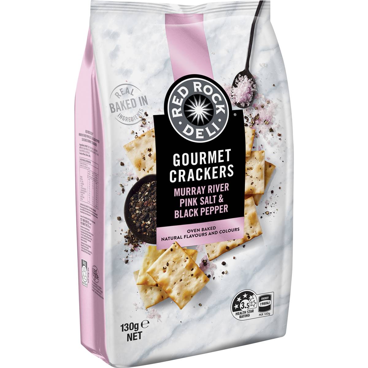 Red Rock Deli Gourmet Crackers Murray River Pink Salt & Black Pepper