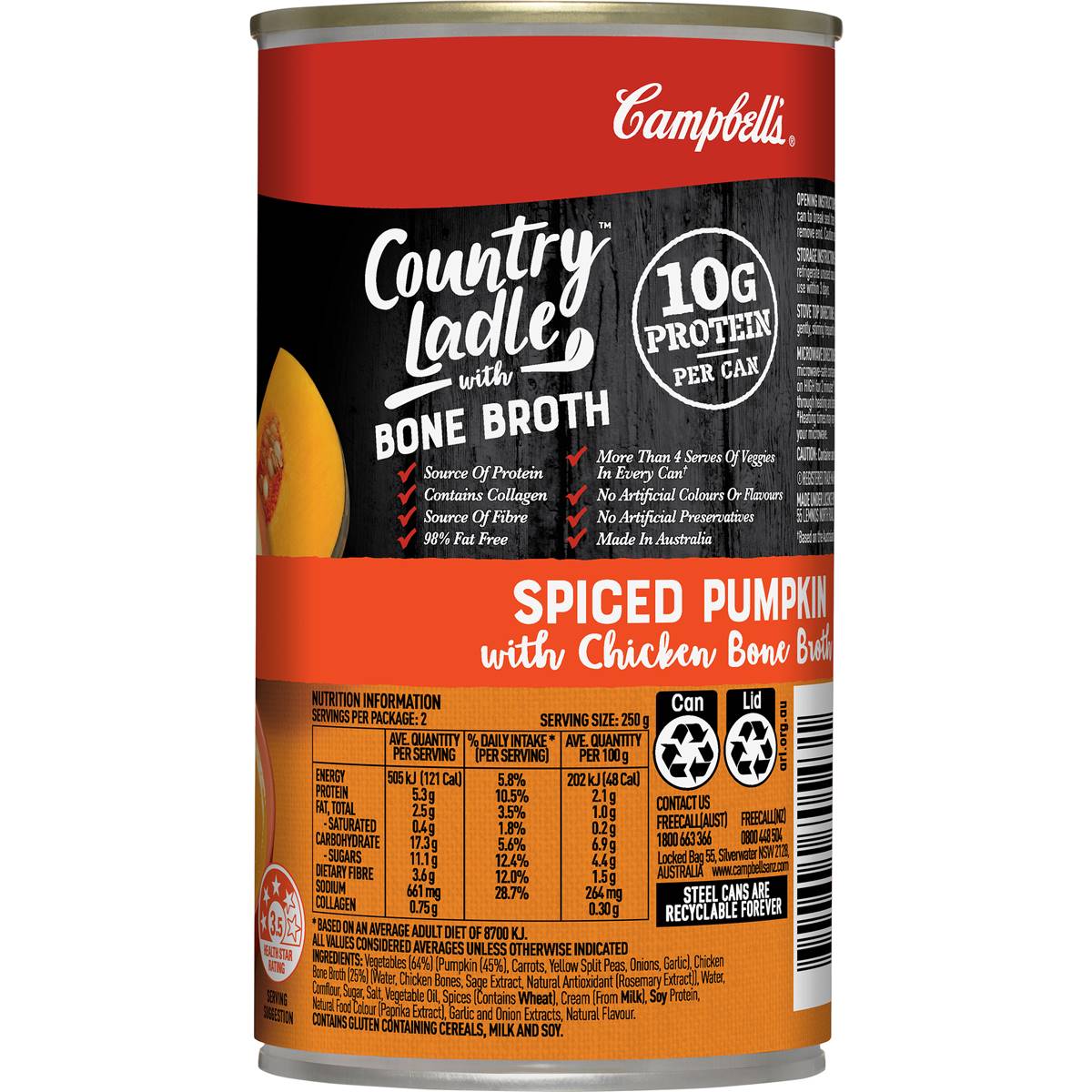 Campbells Country Ladle Soup With Bone Broth Spiced Pumpkin 505g Woolworths 9314