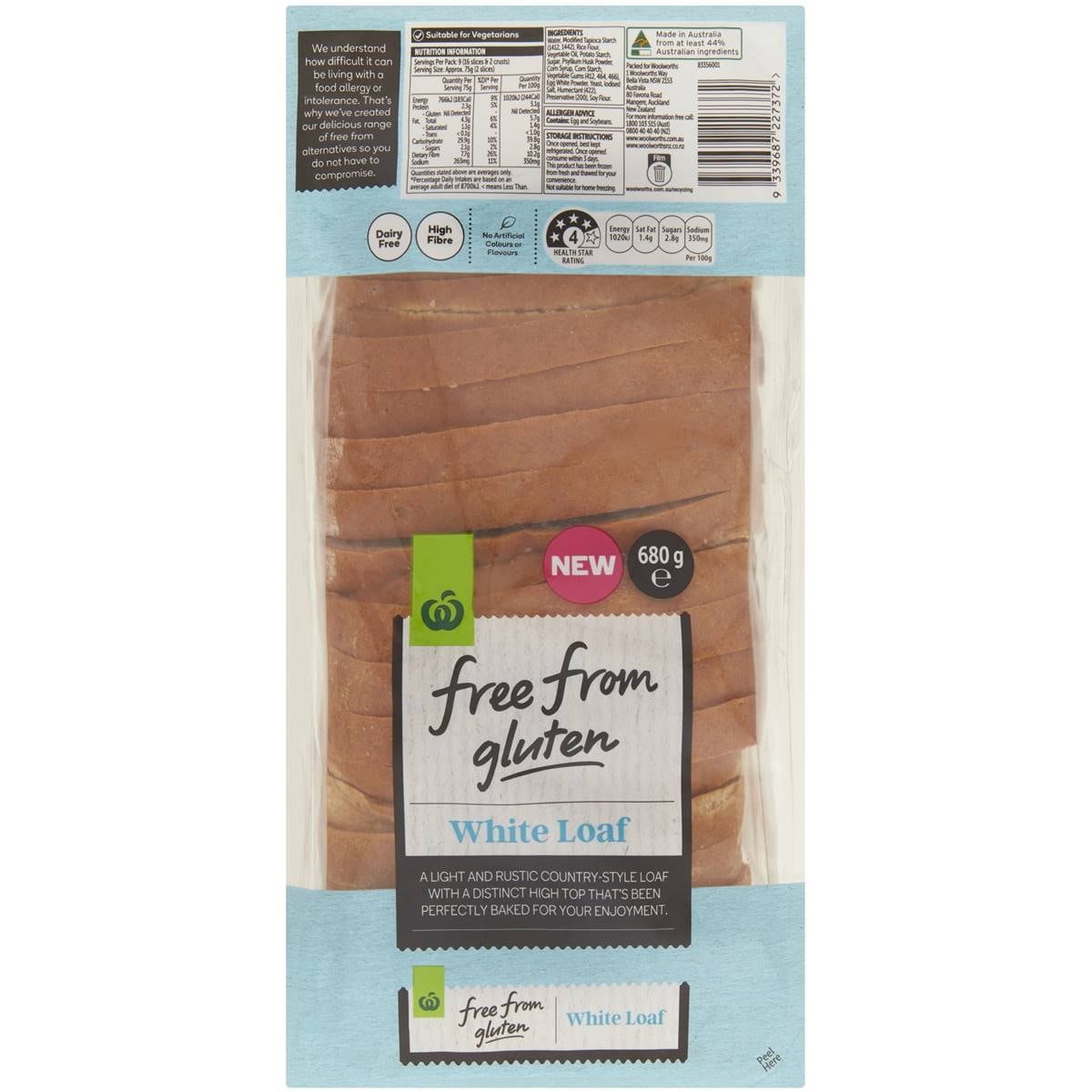 Woolworths Free From Gluten White Loaf 680g Woolworths