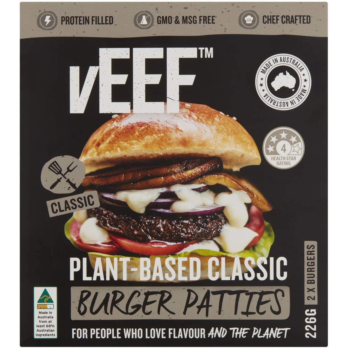 Veef Plant Based Classic Burger Patties Frozen Meal 2 Pack Woolworths