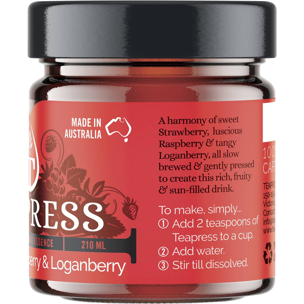 Teapress Strawberry Raspberry & Loganberry Tea 210ml Woolworths