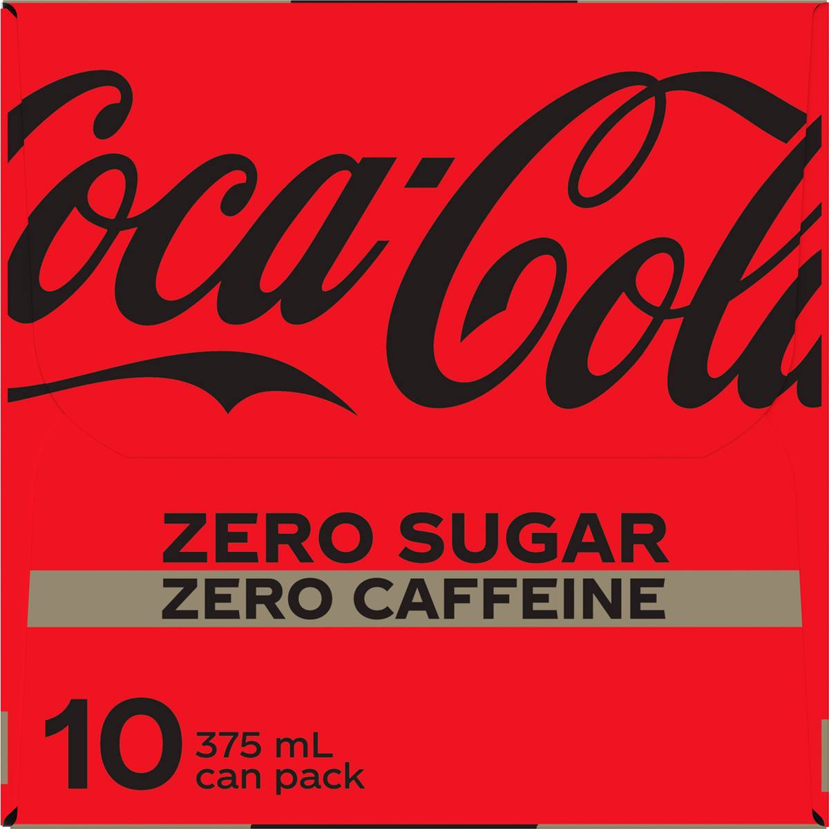 Coca - Cola Caffeine Free Zero Sugar Soft Drink Multipack Cans 10 X ...