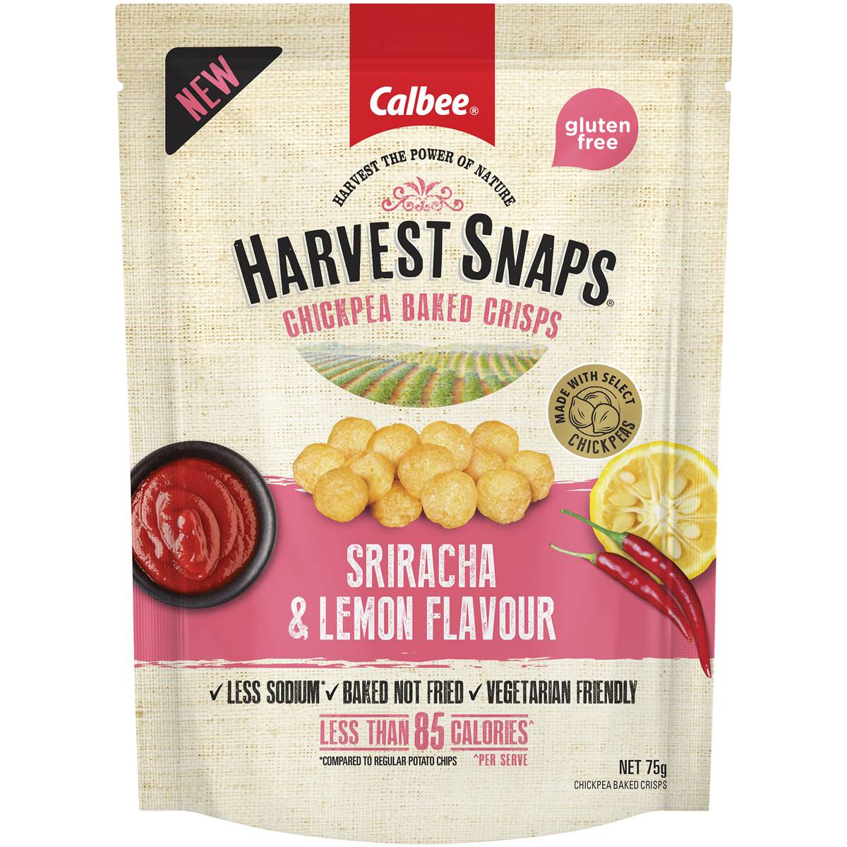 Calbee Harvest Snaps Chickpea Sriracha & Yuzu Baked Crisps 75g Woolworths