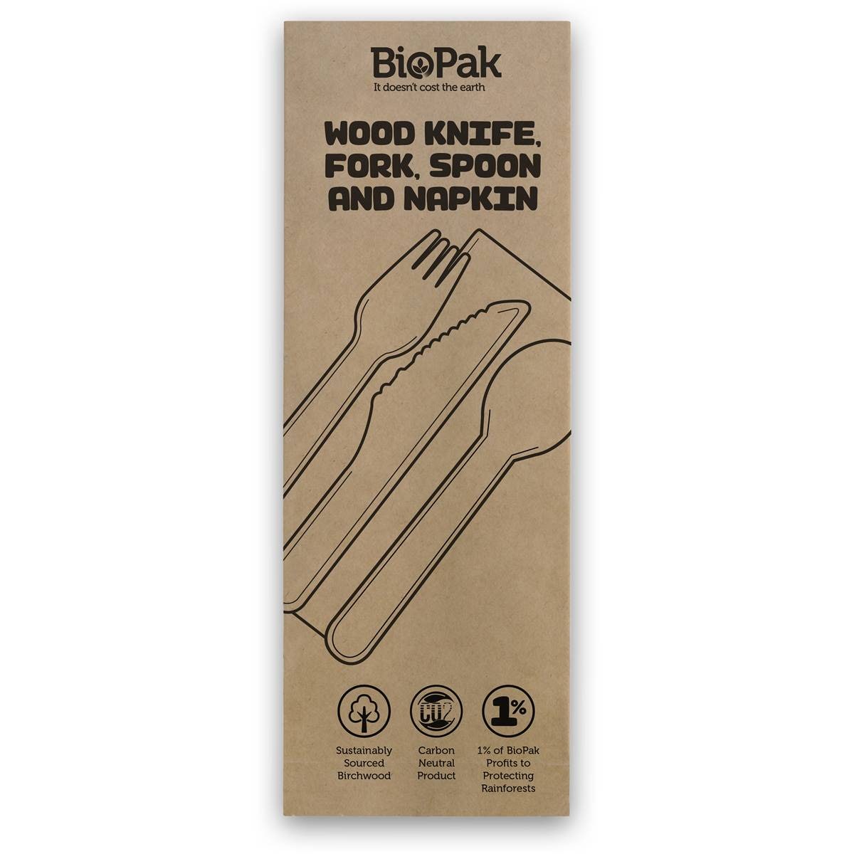 Biopak Wooden Cutlery With Napkin Set Woolworths