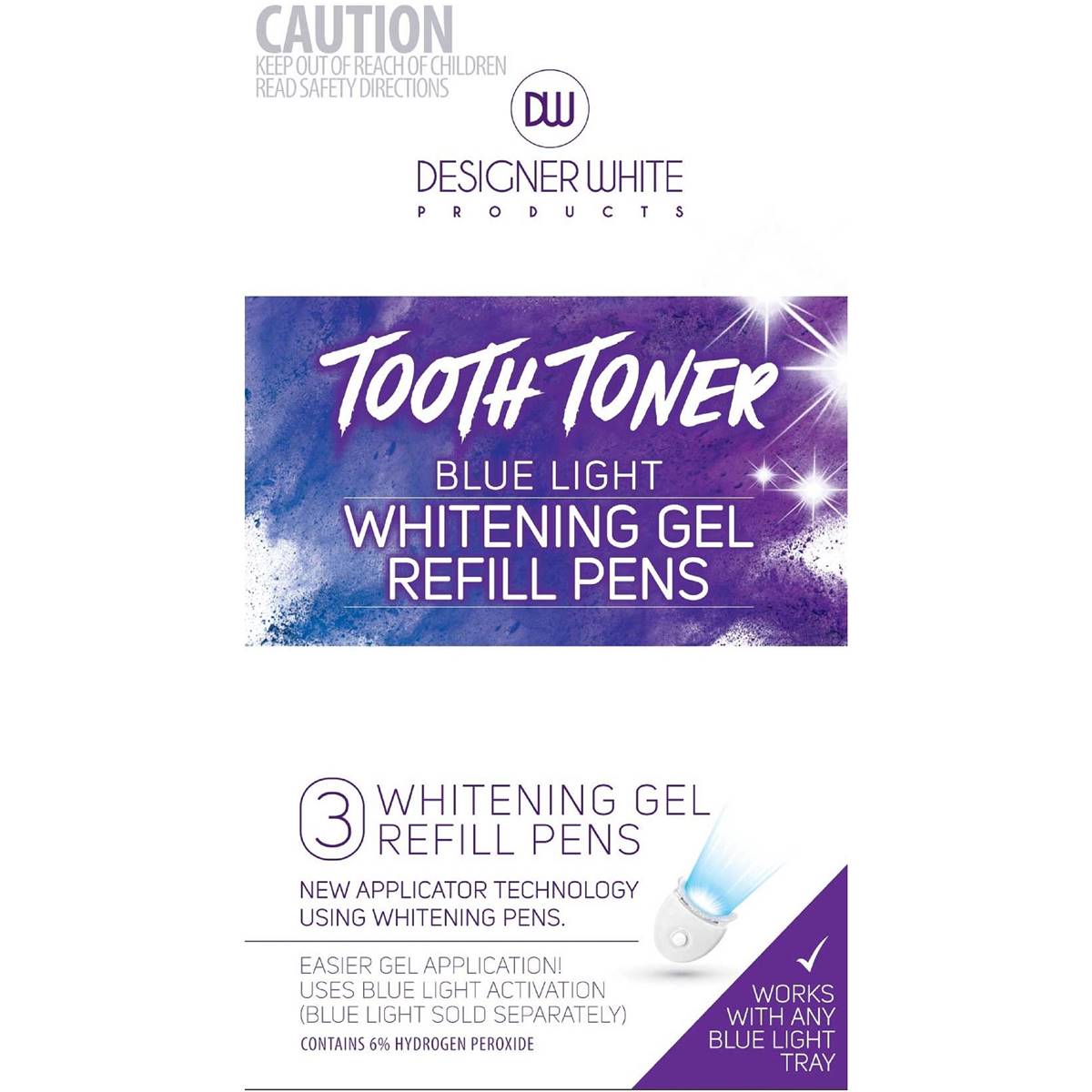 Designer White Tooth Toner Whitening Gel Refill Pens 3 Pack Woolworths
