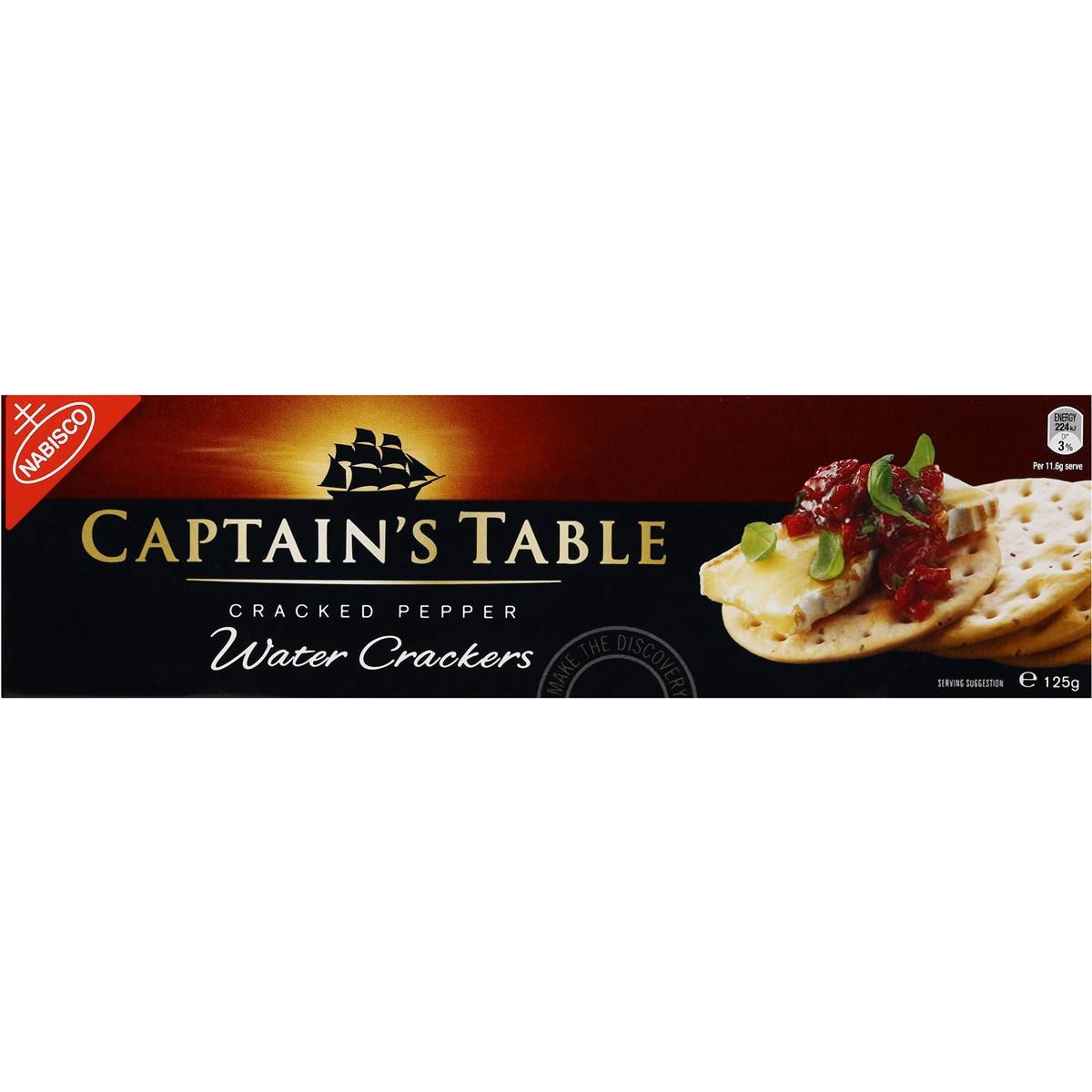 Captains Table Cracker Cracked Pepper 125g Woolworths