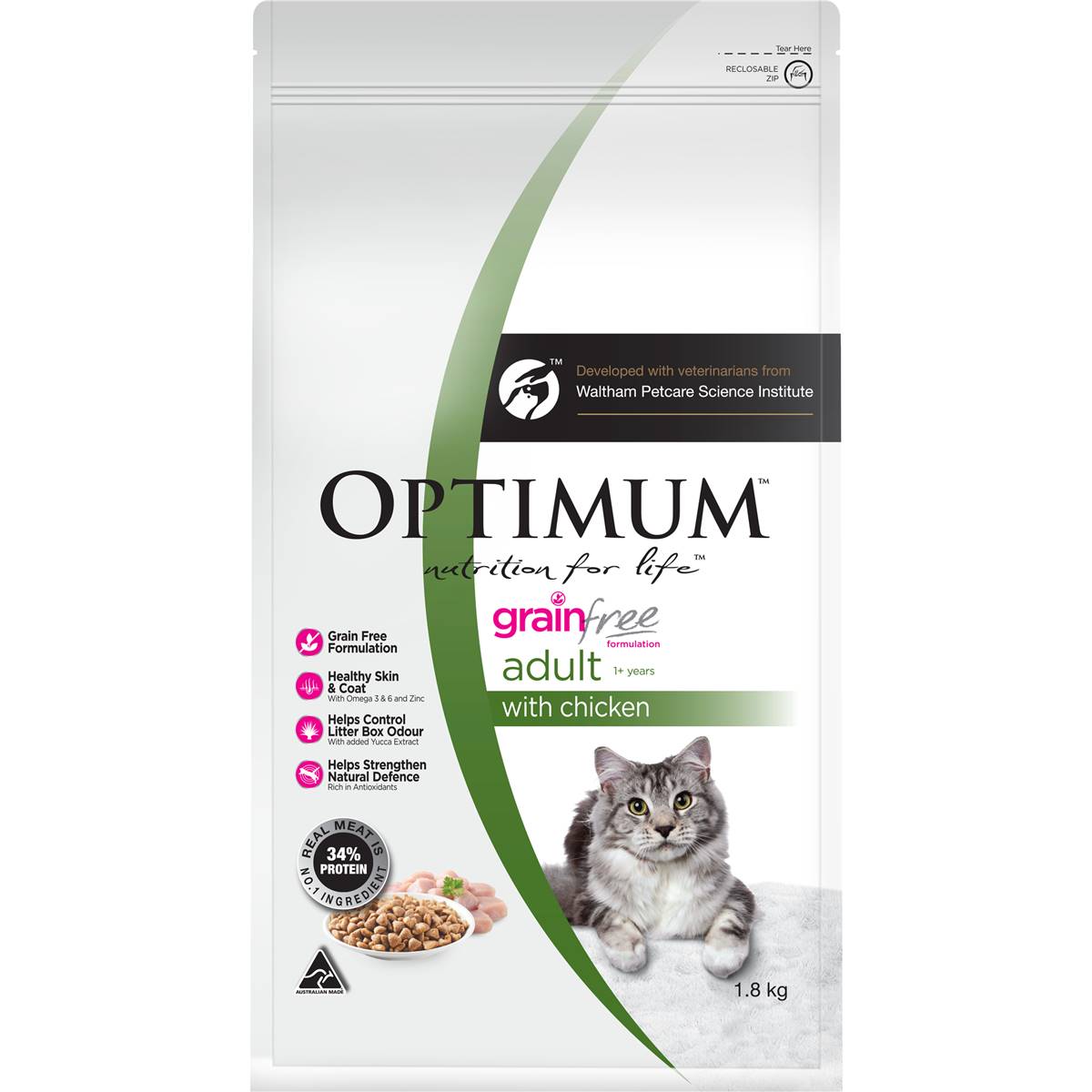 Optimum Grain Free Chicken Adult Dry Cat Food 1 8kg Woolworths