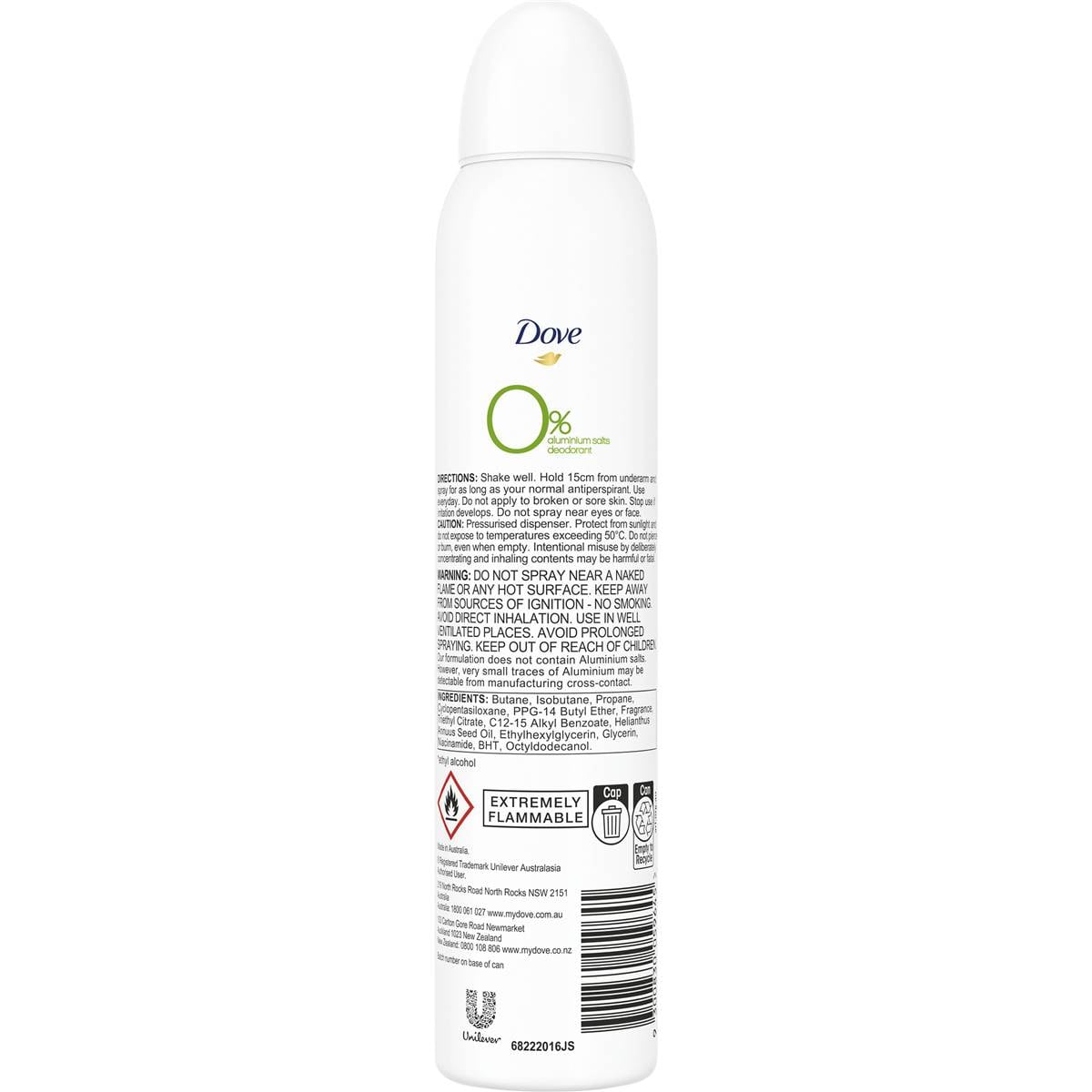 Dove Women Aerosol Deodorant Zero Aluminum Cucumber & Green Tea 200ml
