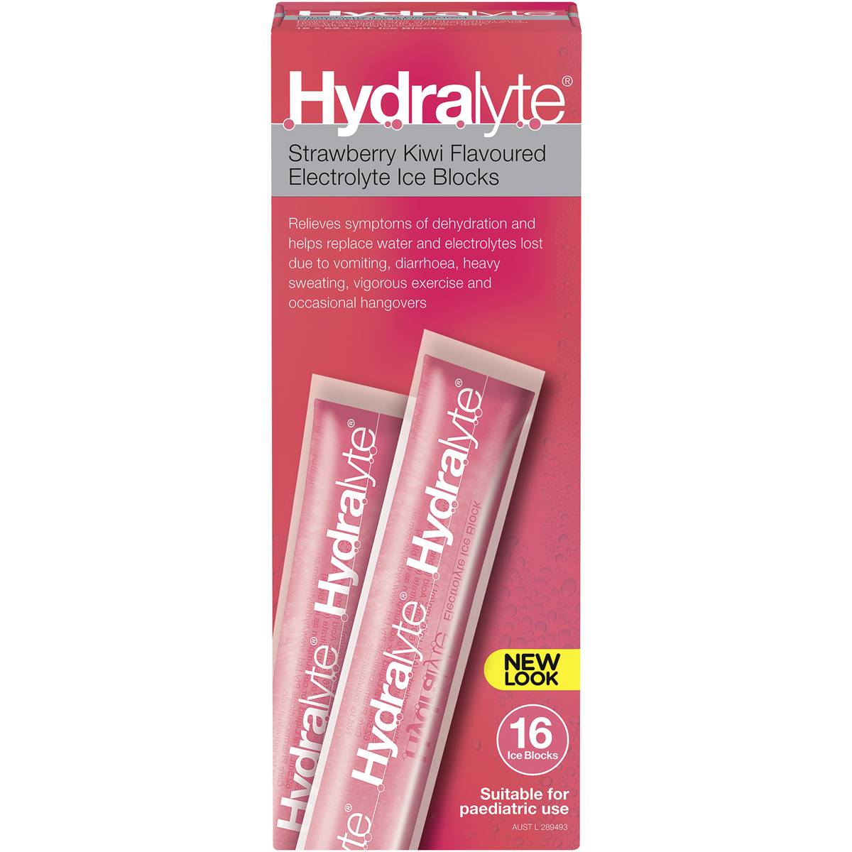 Hydralyte Electrolyte Ice Blocks Strawberry Kiwi 16 Pack Woolworths