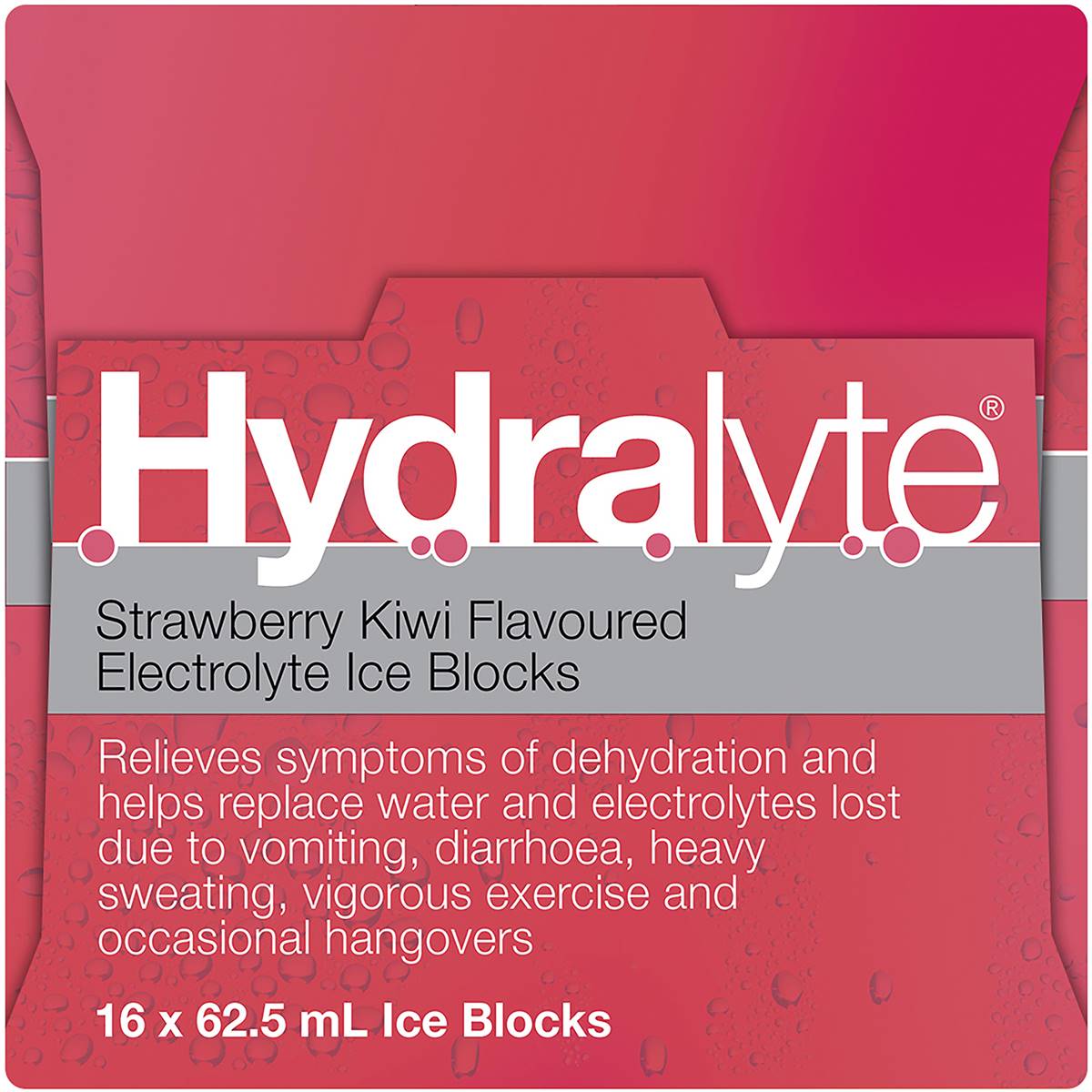 Hydralyte Electrolyte Ice Blocks Strawberry Kiwi 16 Pack Woolworths