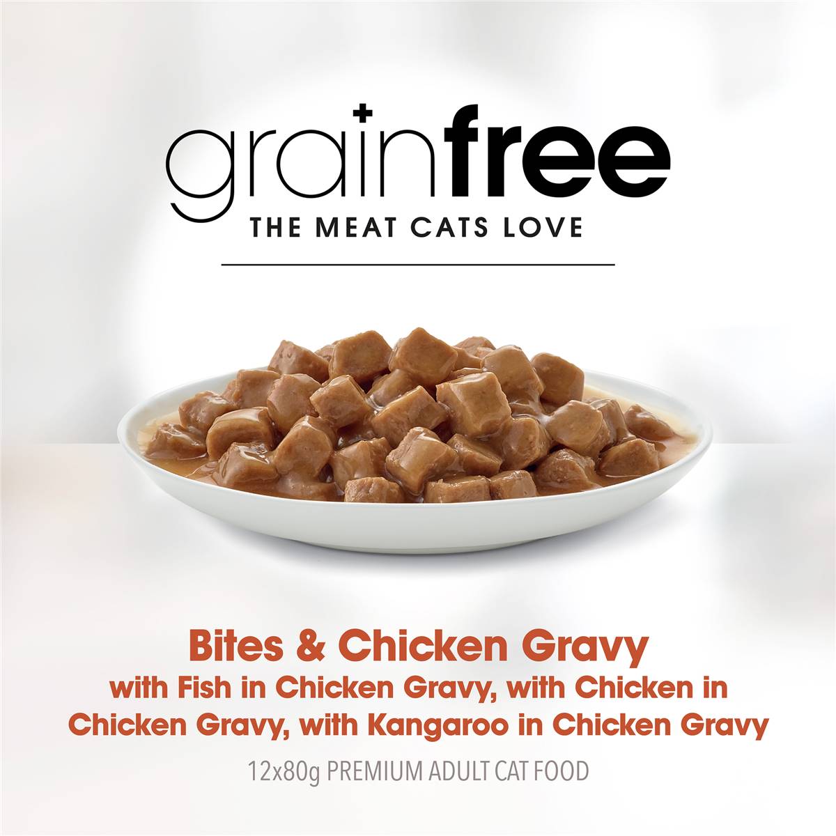 Fussy Cat Grain Free Adult Wet Cat Food Bites & Chicken Gravy 80g X12