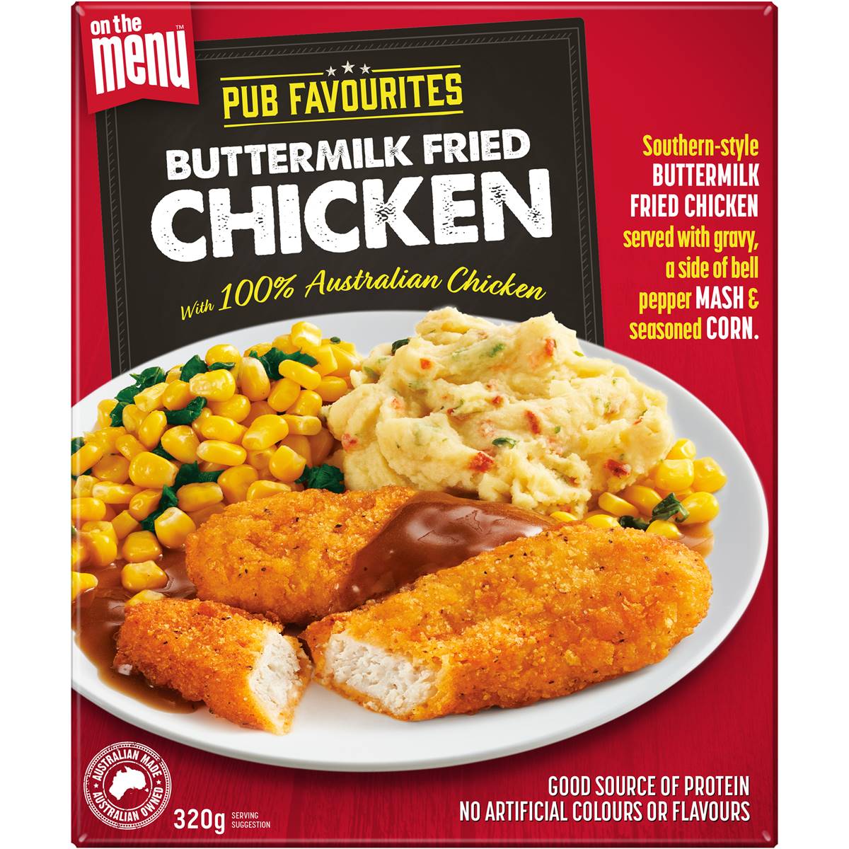 On The Menu Pub Favourites Buttermilk Fried Chicken Frozen Meal 320g 