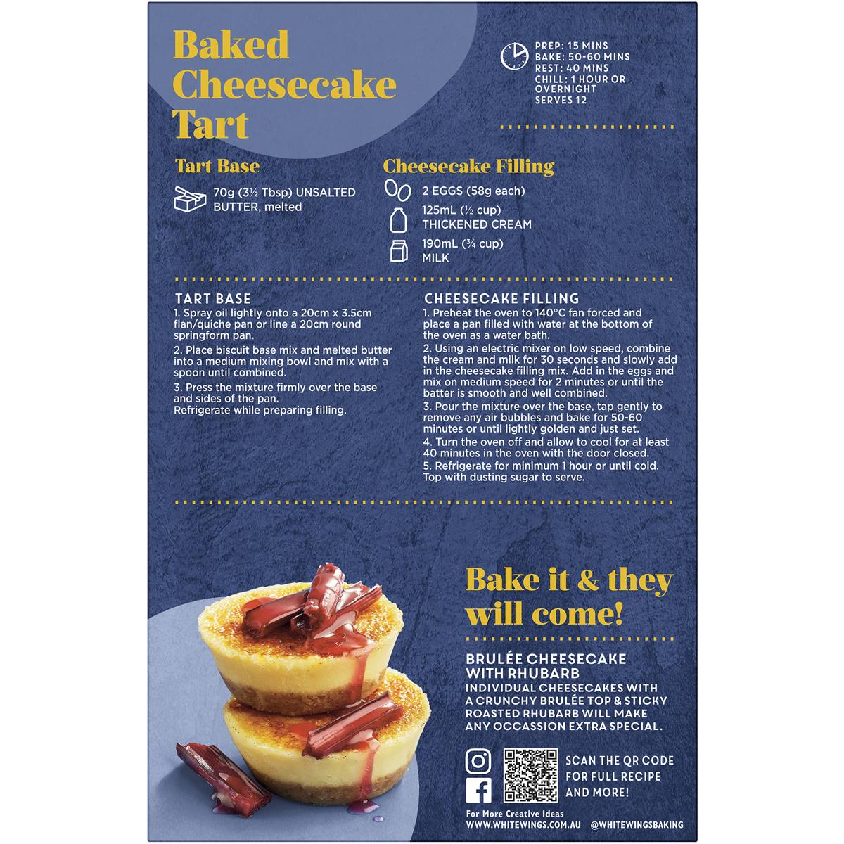 White Wings Baked Cheesecake Tart Mix 440g Woolworths