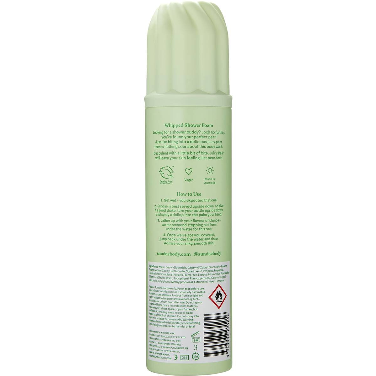 Sundae Juicy Pear Whipped Shower Foam 265ml Woolworths