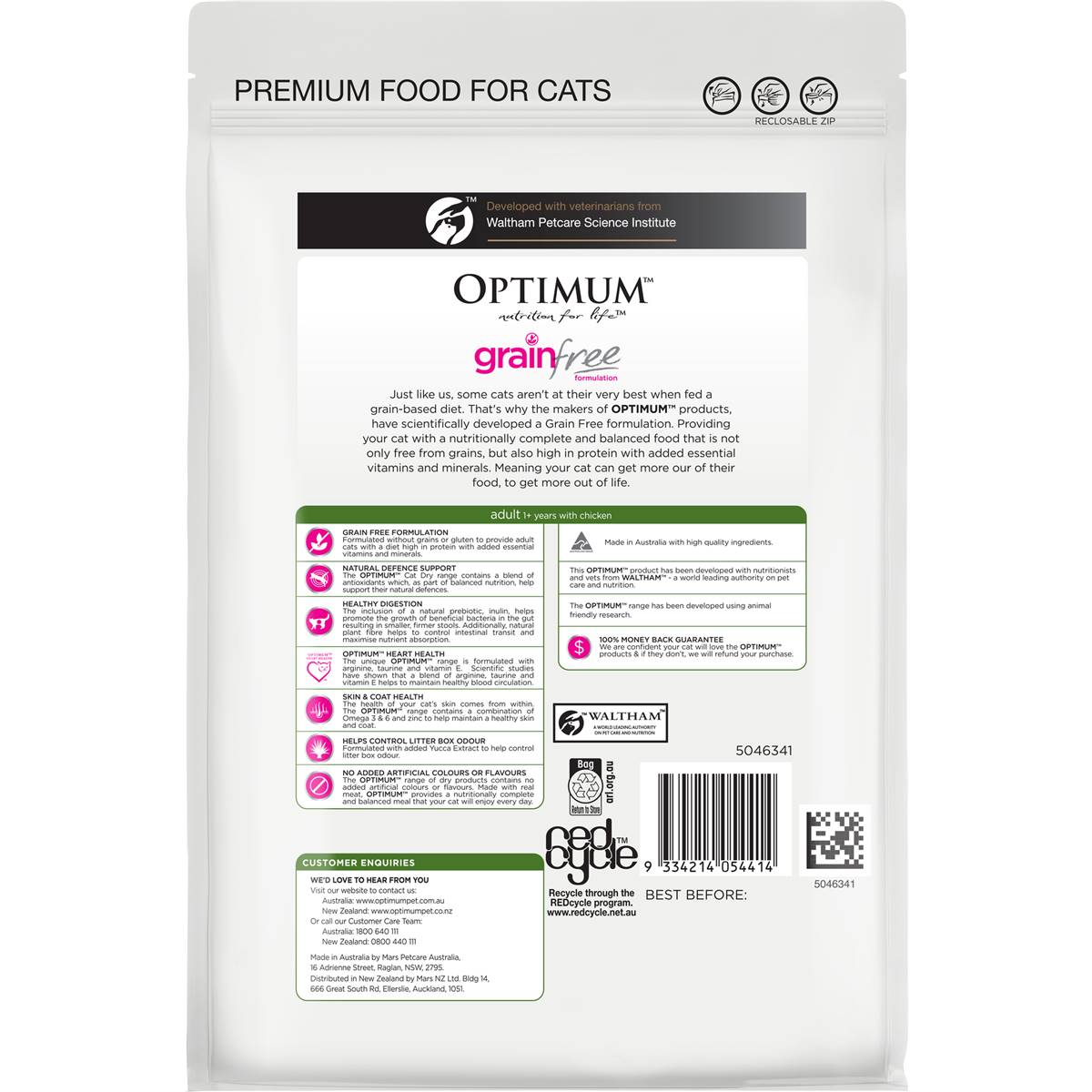Optimum Grain Free Chicken Adult Dry Cat Food 700g Woolworths